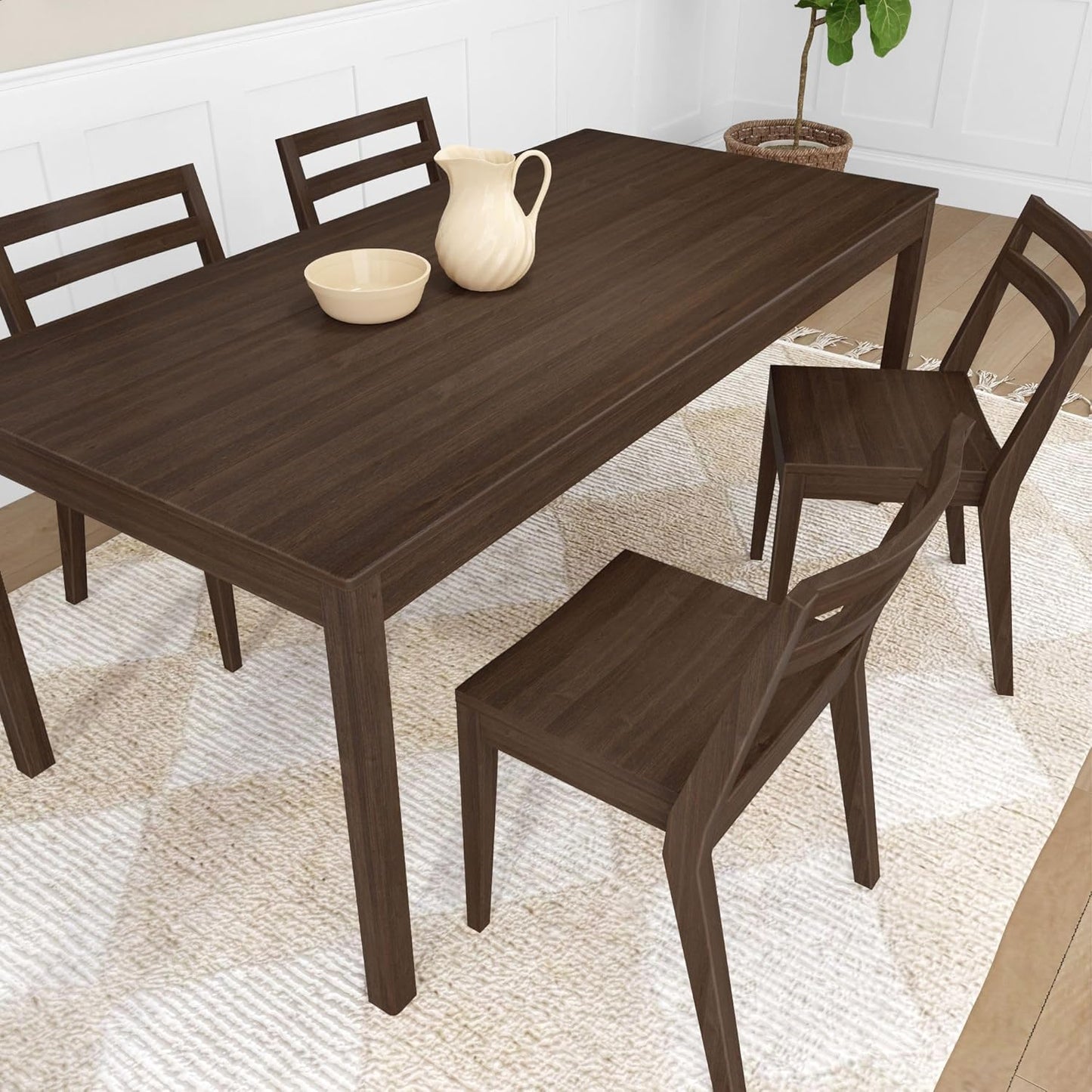 Grain & Grove Davie Dining Room Chairs Set of 2, Solid Wood Modern Kitchen Chair for Living Room, Kitchen, Walnut