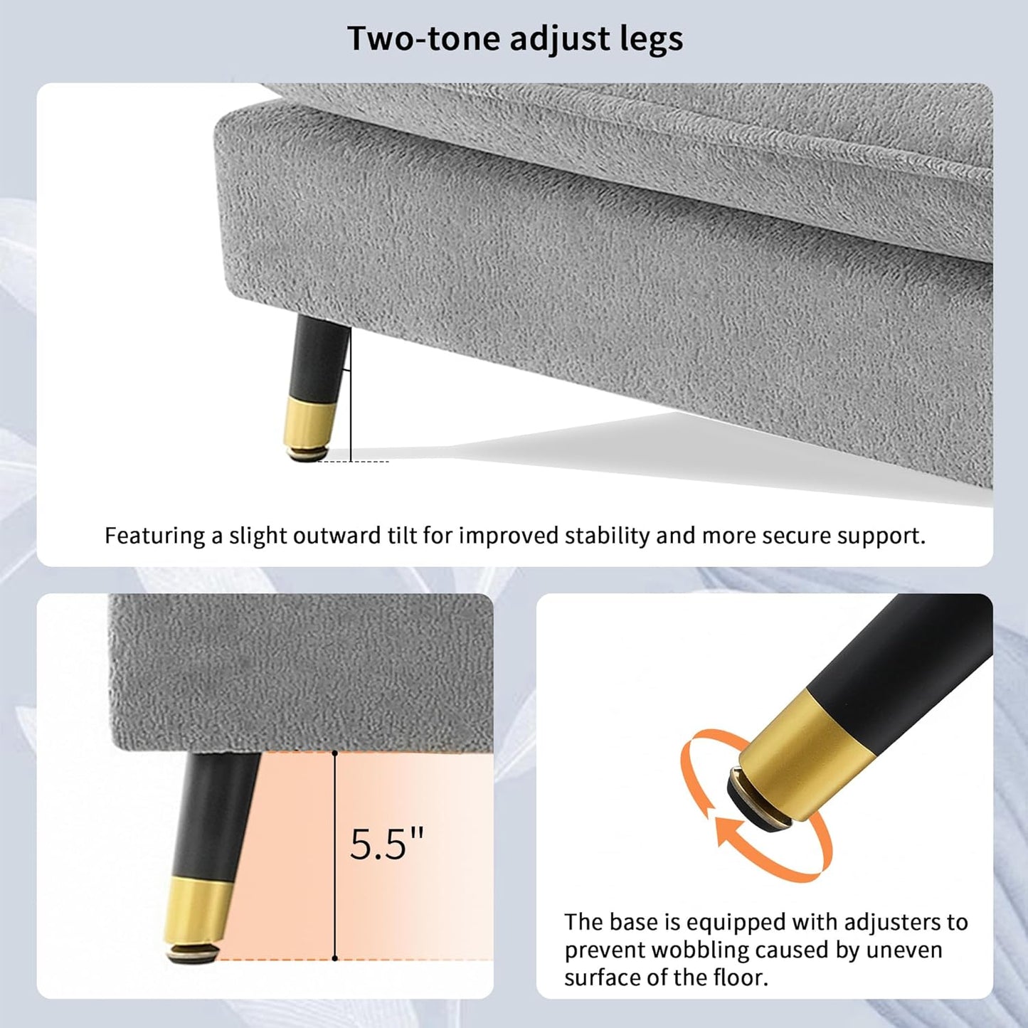 106" L Shaped Convertible Sectional Sofa,4 Seat Tufted Cloud Couch Set W/Movable Ottoman for Living Room, Apartment,Office,Chenille Fabric,Grey