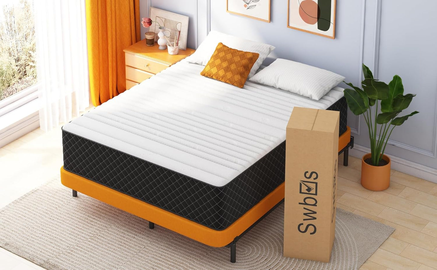 14 Inch Queen Hybrid Mattress – Firm Memory Foam & Pocket Spring Bed in a Box, Cooling Gel, CertiPUR-US Certified