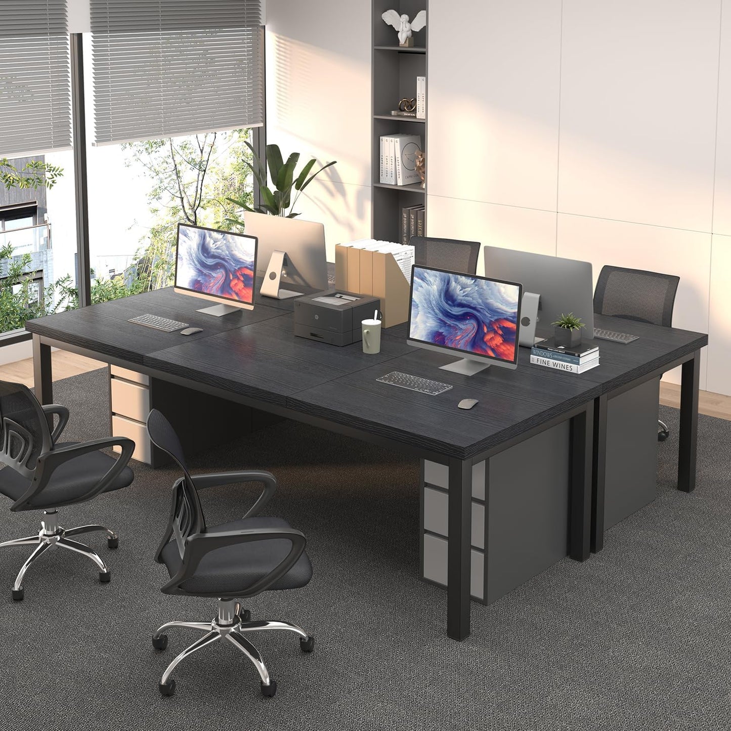 70.8 Inch Large Computer Desk, Long Gaming Table, Modern Two Person Desk Large Executive Office Desks, Double Desk at Home, Perfect for Work, Gaming, Studying, and Writing, Etc. Black.
