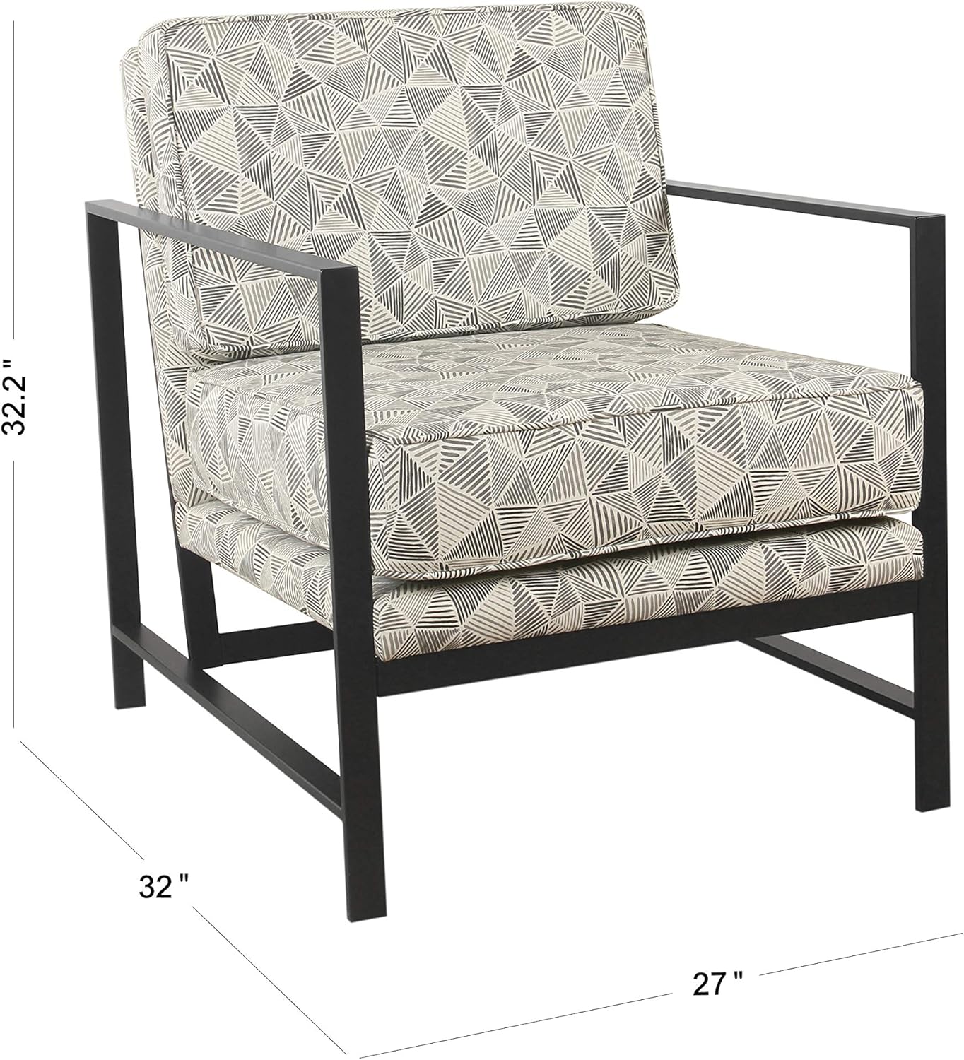 HomePop Modern Metal Frame Accent Chair Home Décor|Accent Chairs for Living Room & Bedroom - Gray Lines