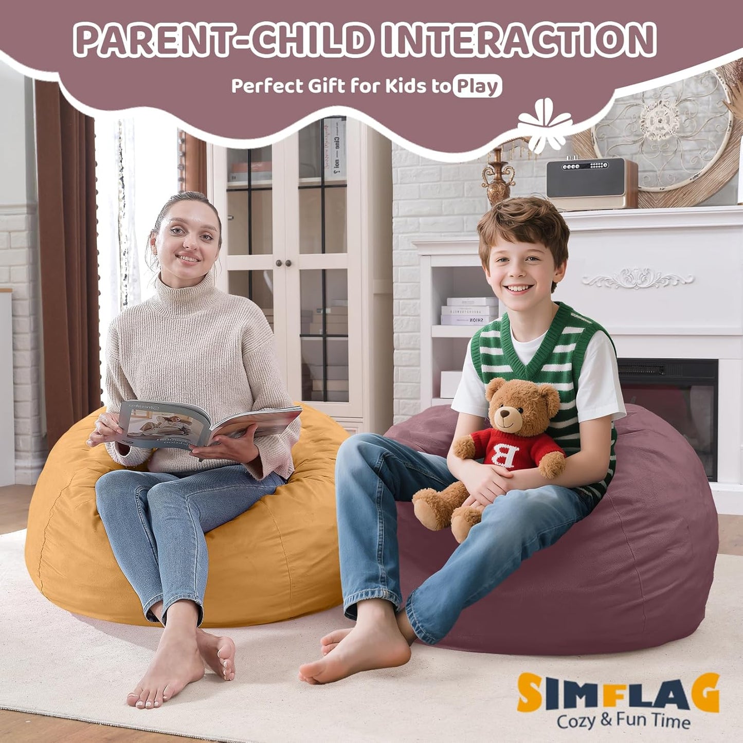 2FT Bean Bag Chair, Comfy Bean Bag Chairs with Memory Foam Filled, Fluffy Beanbag Sofa with Dutch Velvet Cover,Teardrop BeanBag Chairs for Living Room, Playroom - Dusty Pink