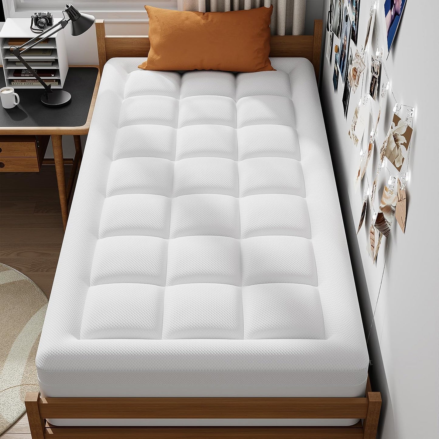 ELEMUSE Twin XL Dual Layer 3 Inch Memory Foam Mattress Topper for College Dorm Room Essentials, 2 Inch Cooling Gel Memory Foam and 1 Inch Washale Soft Pillow Top Extra Long Twin Mattress Pad Cover