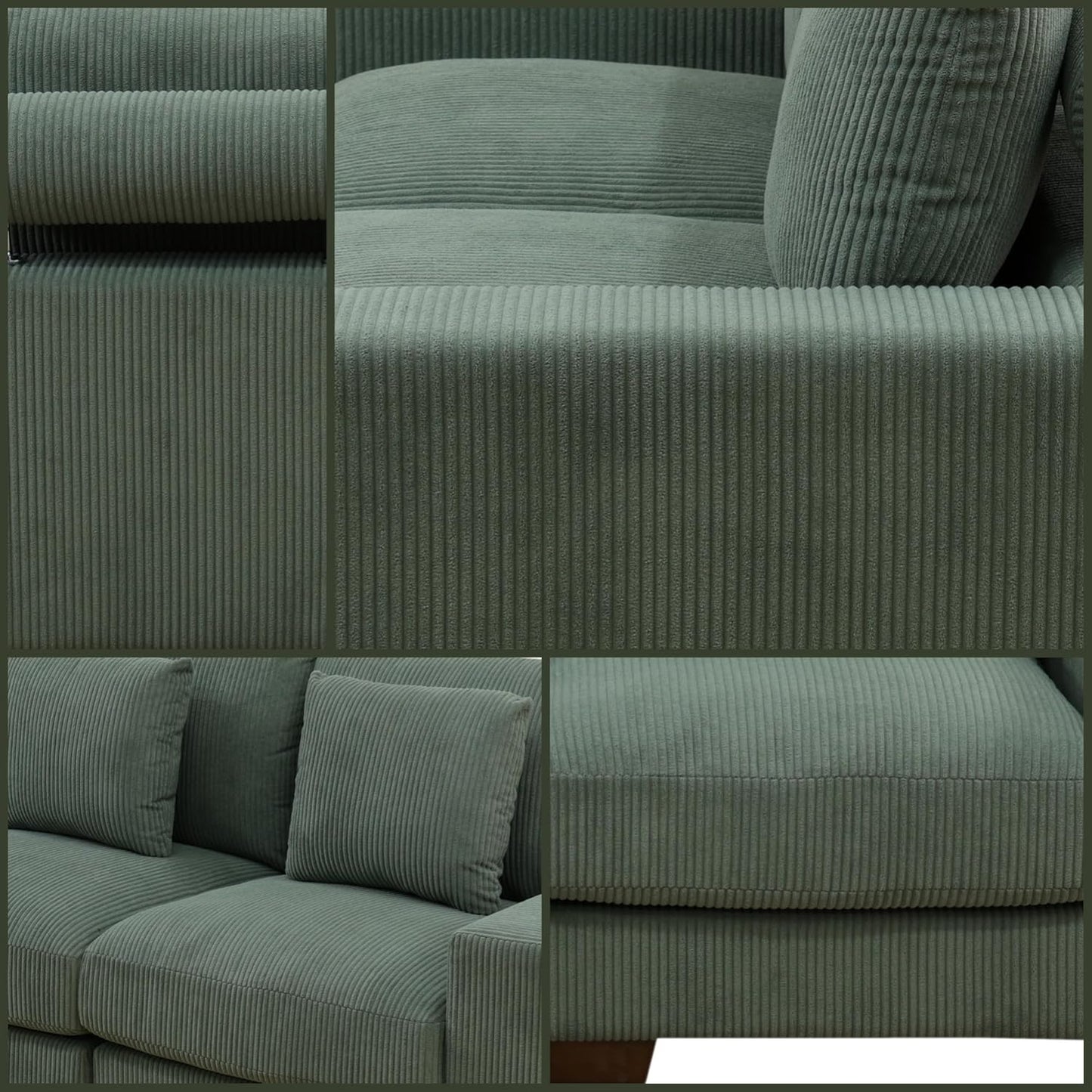 Sectional Couches for Living Room, Loveseat Sofa Comfy Cloud Couch with Deep Seats, Lounge Modern Living Room Furniture for Small Space, Green