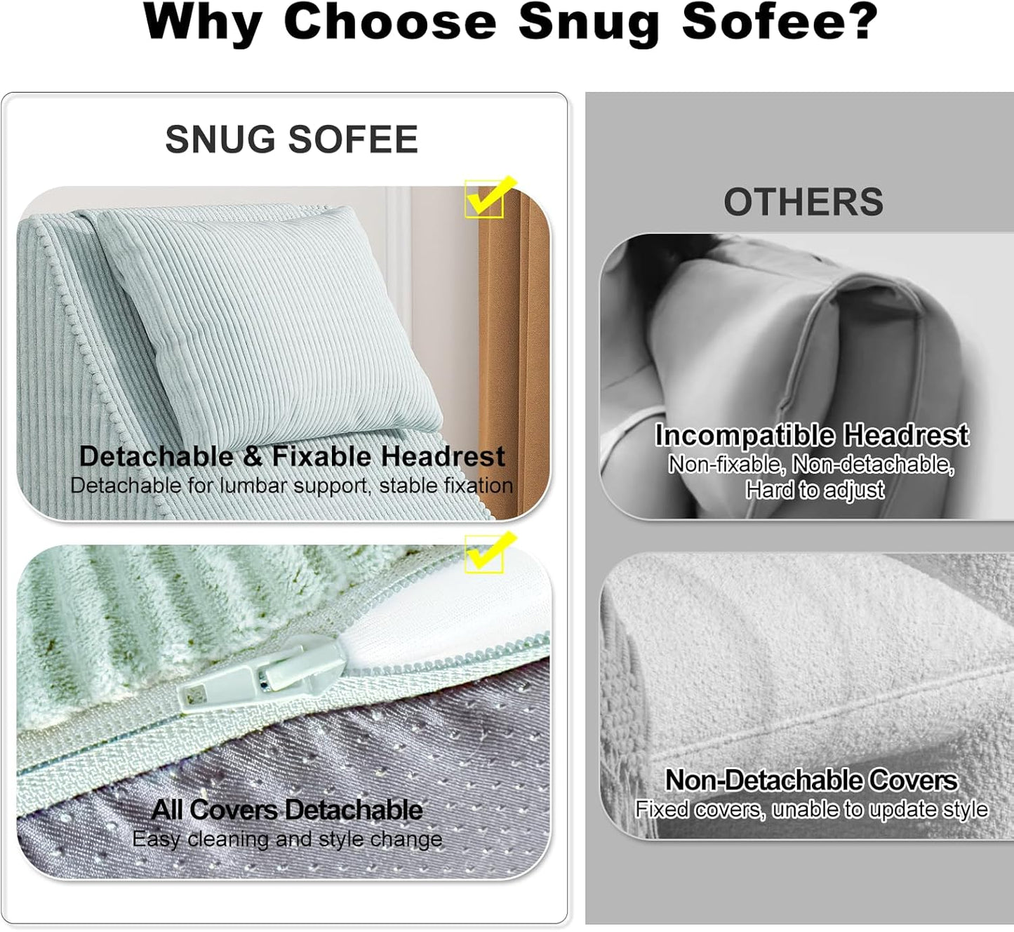 Giant Bean Bag Chair for Adults,Corduroy Chaise Lounge with Unrivaled Back Support, Detachable Neck Pillow, Comfortable Ottoman & Washable Cover for Living Room, Bedroom, Garden(Mint Green)