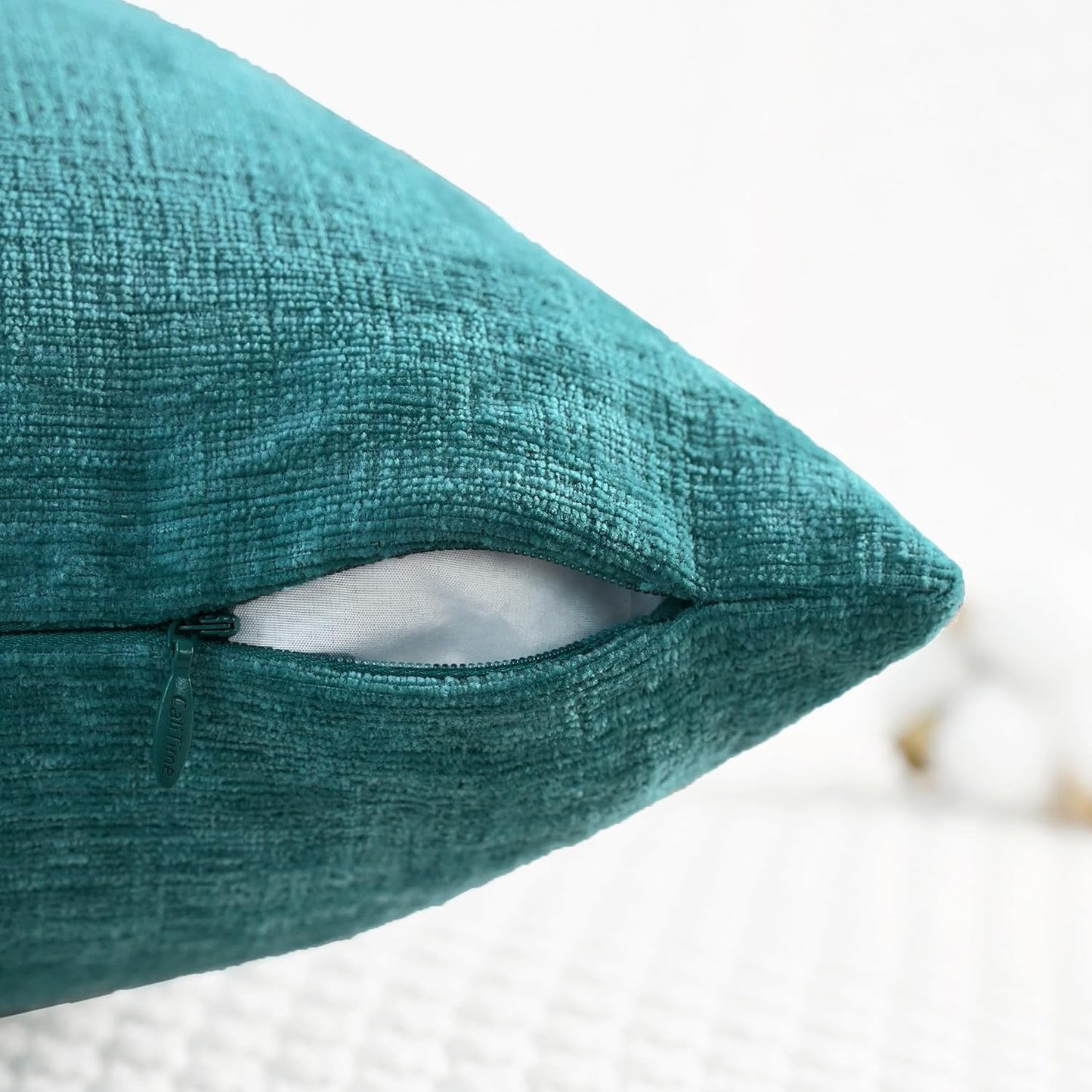 CaliTime Throw Pillow Covers Decorative 16 X 16 Inches Pack of 2 Cozy Chenille Cushion Cases for Couch Sofa Bed Living Room Home Teal