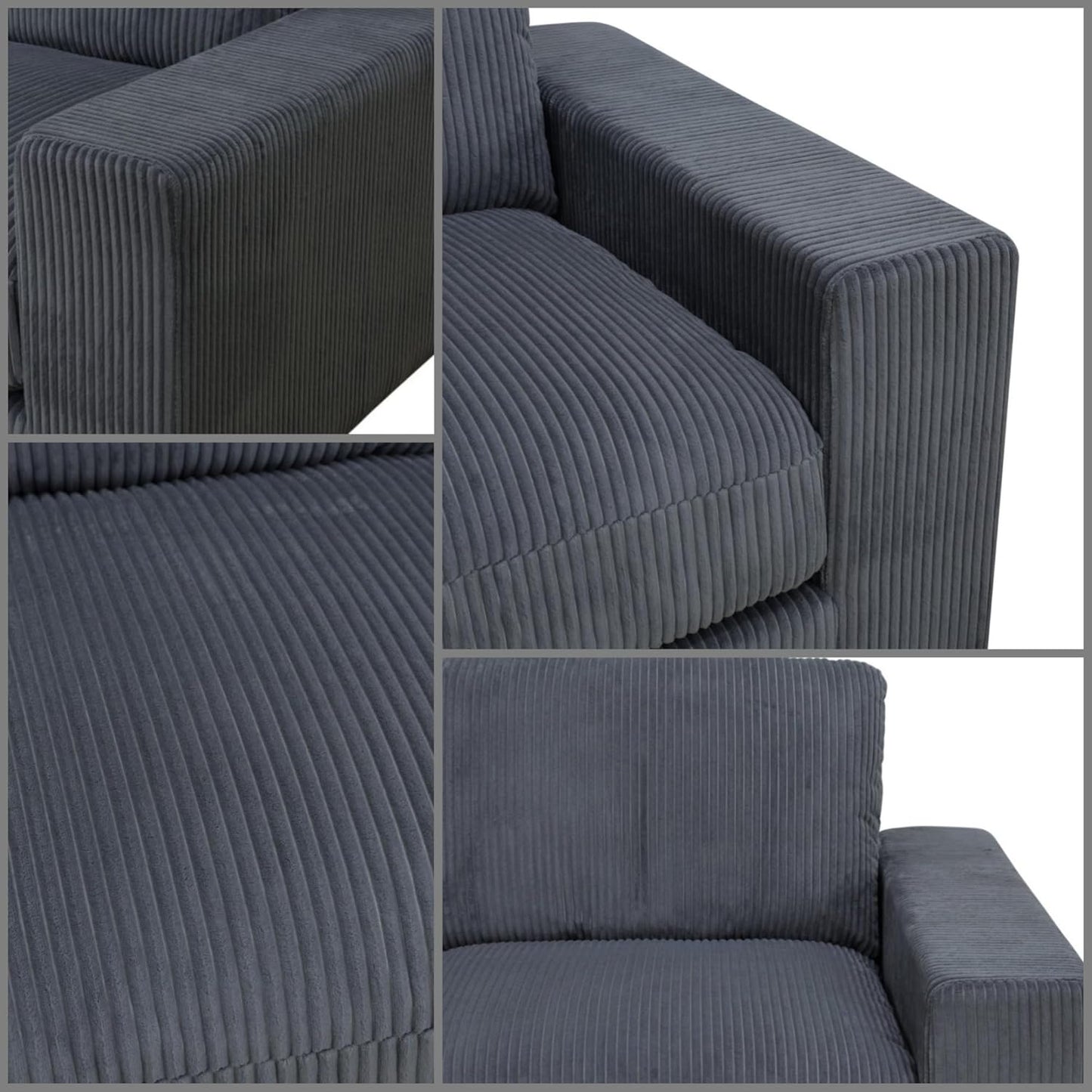 Sectional Couches for Living Room, Stylish Sectional Loveseat Sofa with Double Ottoman & Deep Seats, Living Room Furniture Home Sofa for Adults, Dove Gray