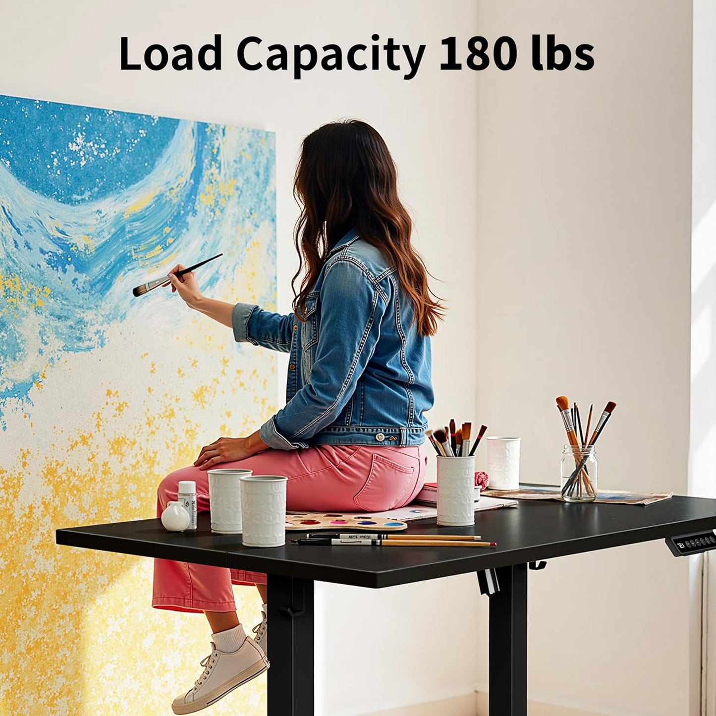 BIZUM 40x24 Inch Electric Standing Desk with Memory Presets, Quiet Motor Height Adjustable Stand Up Desk for Home Office & Gaming, Ergonomic Sit Stand Workstation,Black