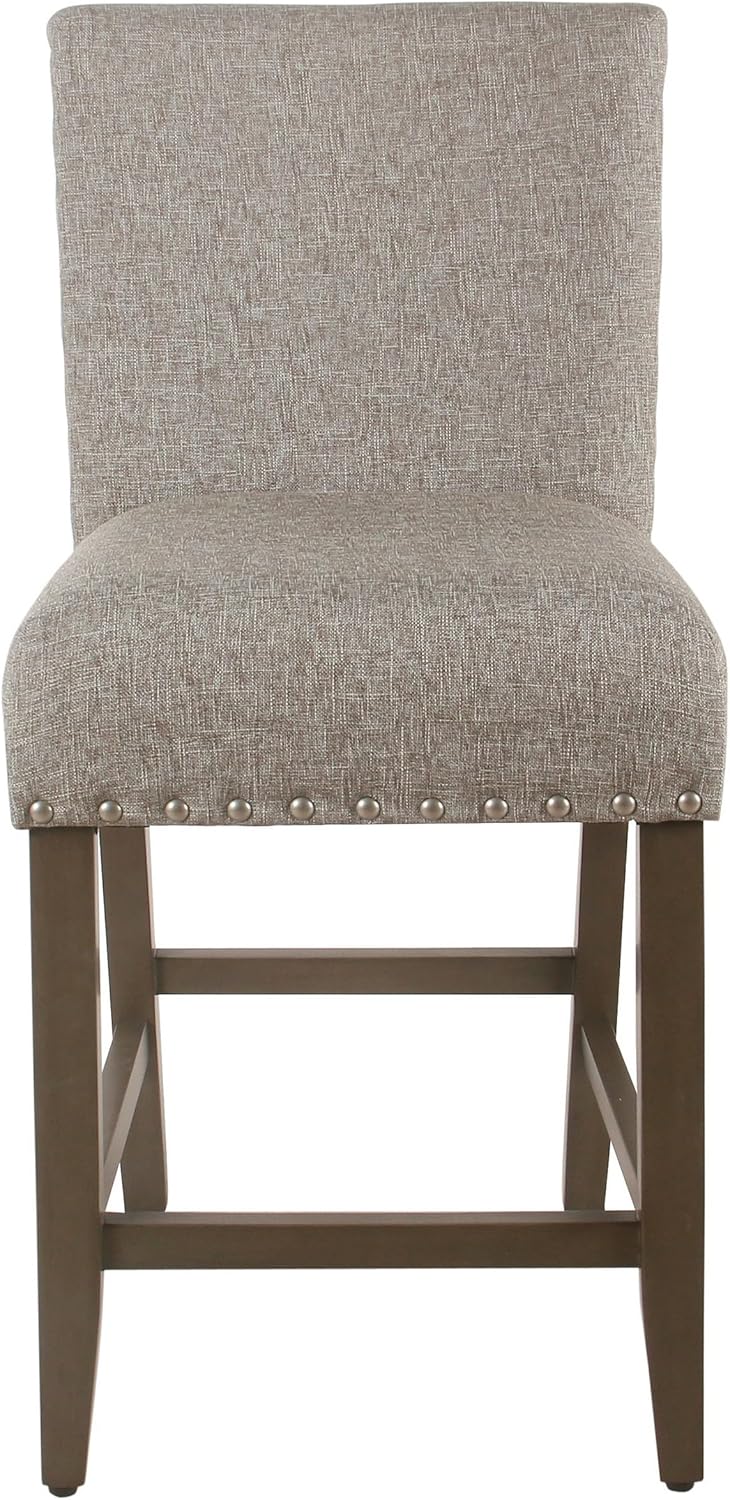 Homepop Home Decor | Backless Nailhead Trim Counter Height Bar Stools | 24 Inch Bar Stools | Decorative Home Furniture (Sterling Gray)