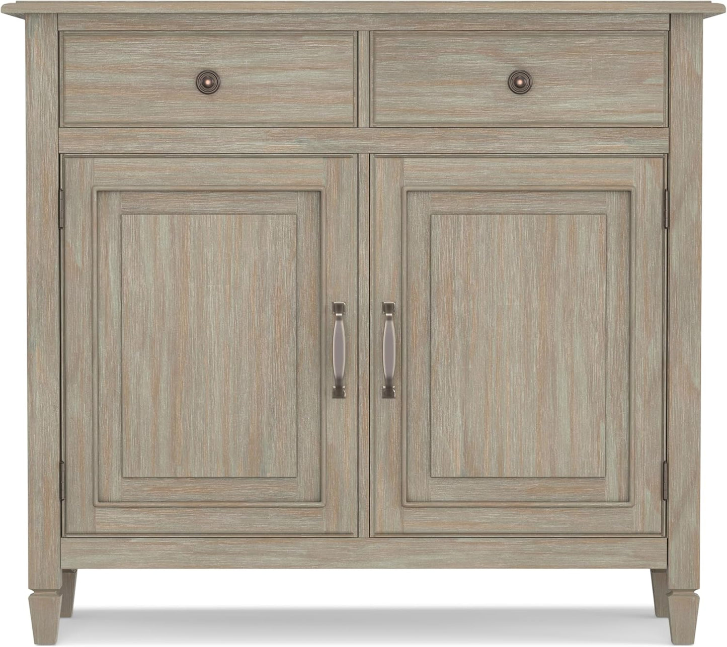 SIMPLIHOME Connaught 40-inch Wide Solid Wood Storage Cabinet in Distressed Grey for Entryway, Living Room, Organizer for Hats, Gloves, Shoes, Keys, Slim Design, Traditional Style