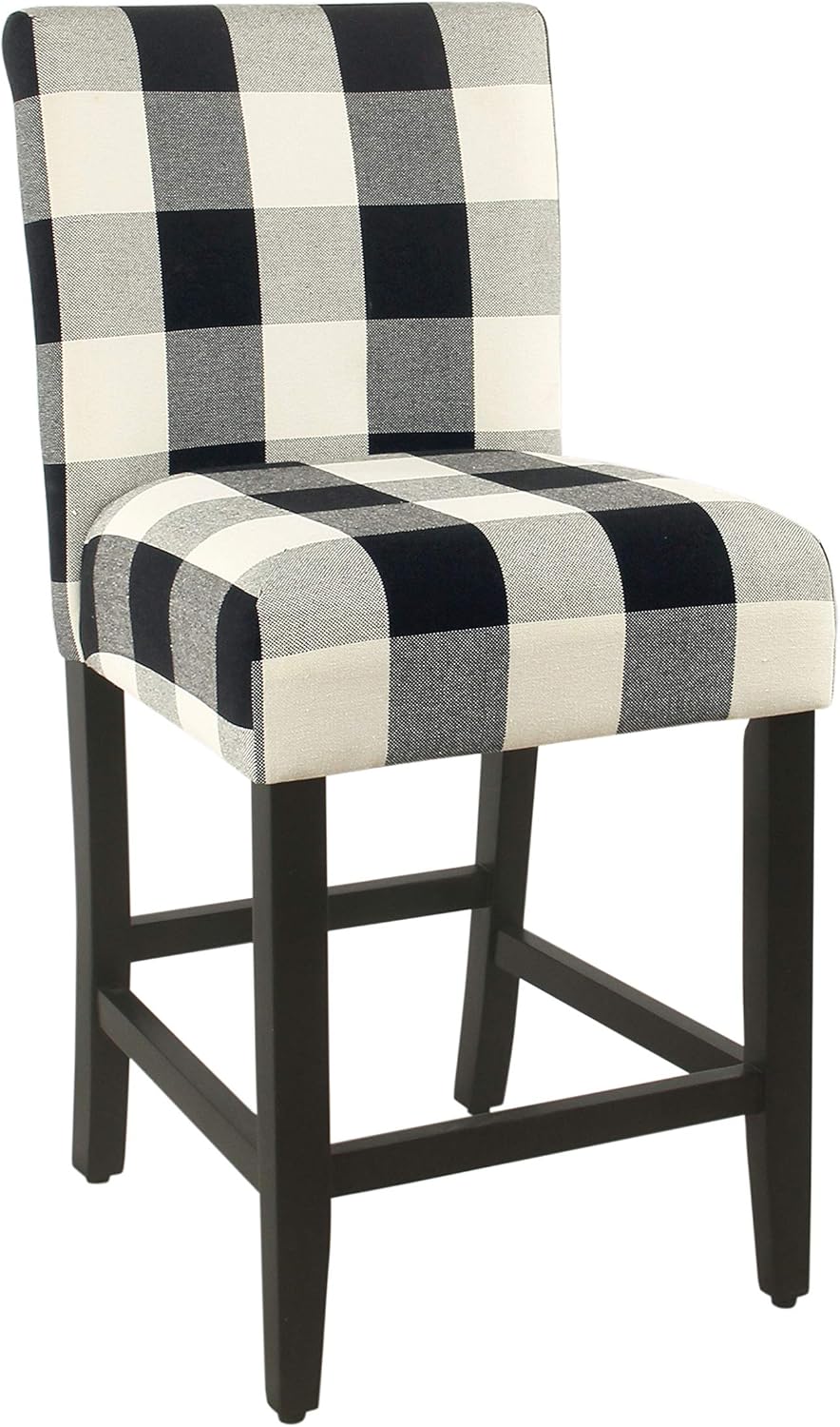 'HomePop by Kinfine Fabric Upholstered Counter Height Barstool - 24-inch, Black and Cream Geometric