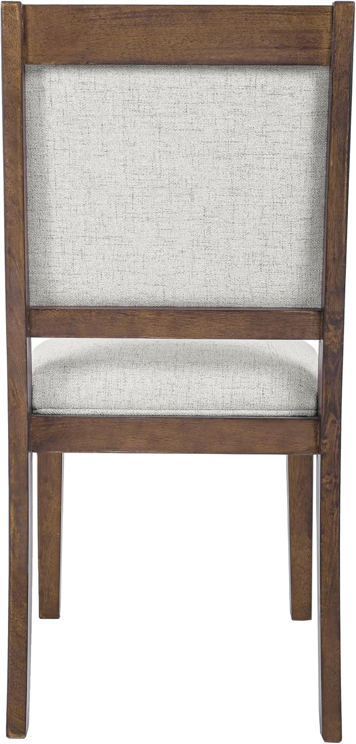 HomePop Open Back Upholstered Wood Frame Dining Chairs -Neutral Textured Solid (Set of 2)