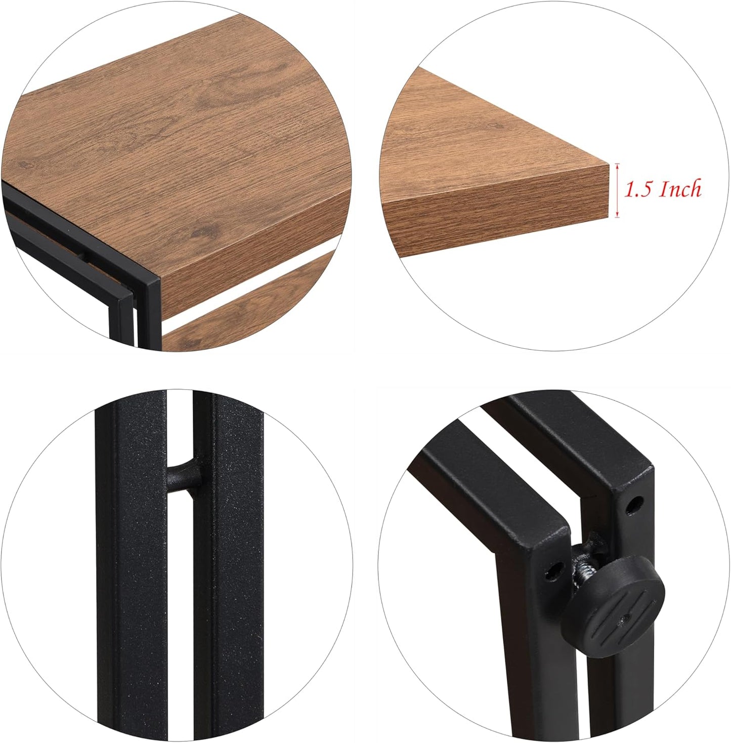 2 Shelf Bookcase Small Display Book Shelf Rustic Industrial, Brown