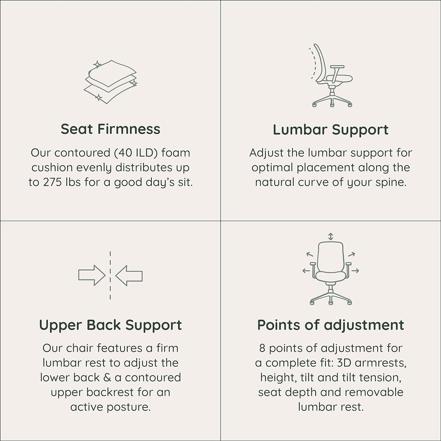 Branch Ergonomic Chair - A Versatile Desk Chair with Adjustable Lumbar Support, Breathable Mesh Backrest, and Smooth Wheels - Experience Optimal Comfort and Support - Sand - White