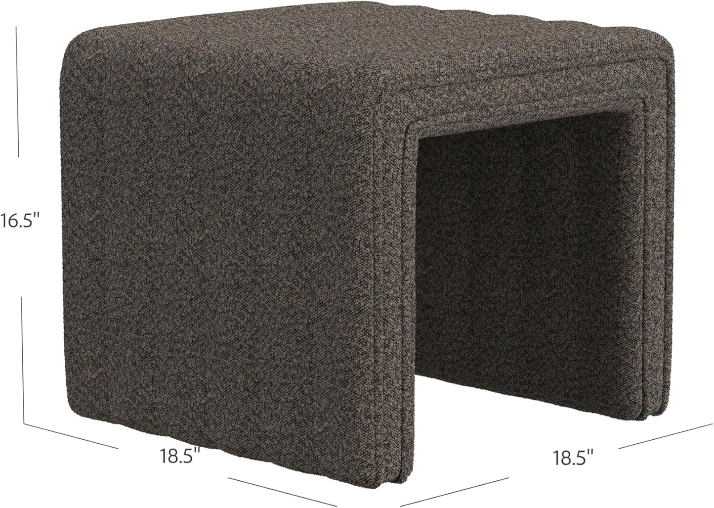 HomePop Modern Channel Tufted Ottoman Home Décor|Ottoman for Living Room & Bedroom - Dark Brown Boucle