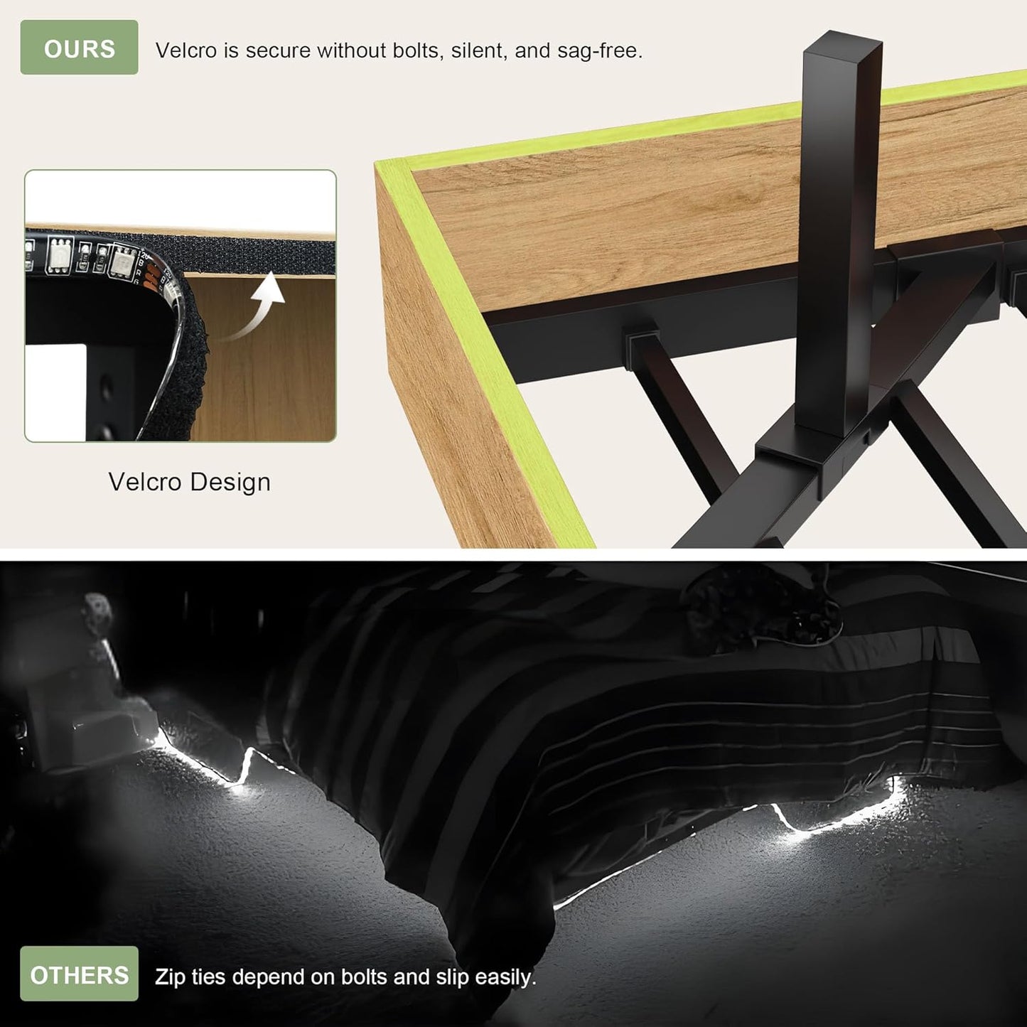 Feonase Floating Bed Frame Queen with Led Lights and Charging Station, Wood Full Size Bed Frame with Storage Headboard, Heavy Duty Metal Slats, No Box Spring Needed, Easy Assembly,Oak