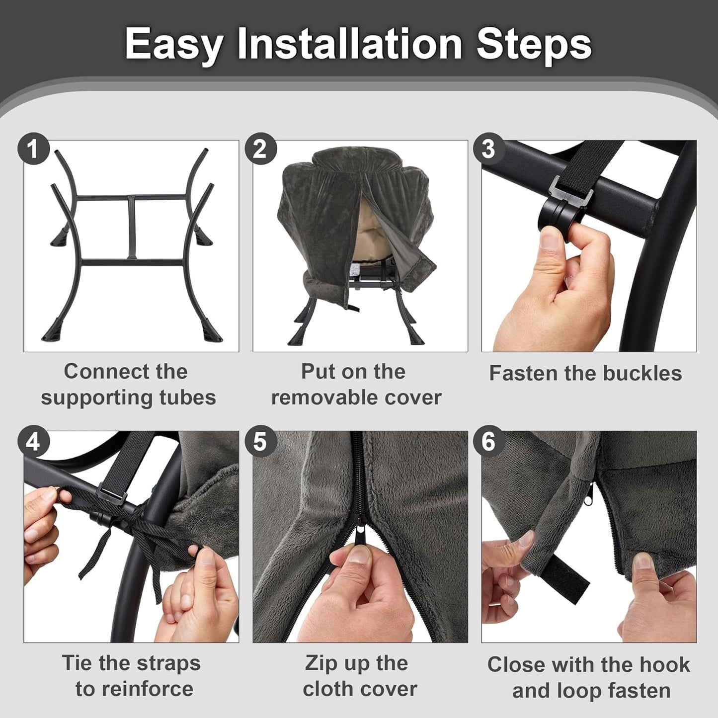 Fabric Lazy Chair for Adults, Oversized Upholstered Sofa Chair, Plush Comfy Lounge Chair with Large Side Storage Pocket, Thick Padded Reading Chair for Living Room, Bedroom, Office, Dark Gray