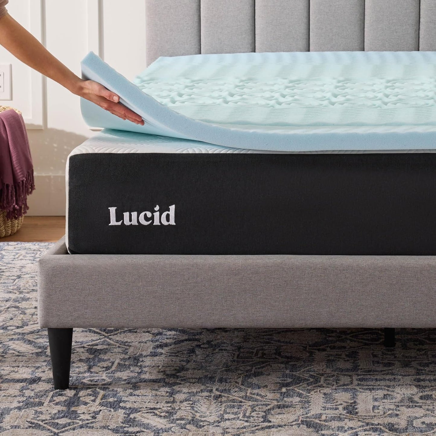 LUCID Gel Infused Memory Foam Mattress Topper – 2 Inch Mattress Topper – 5 Comfort Zones Relieve Pressure – CertiPUR-US Certified Foam - Full