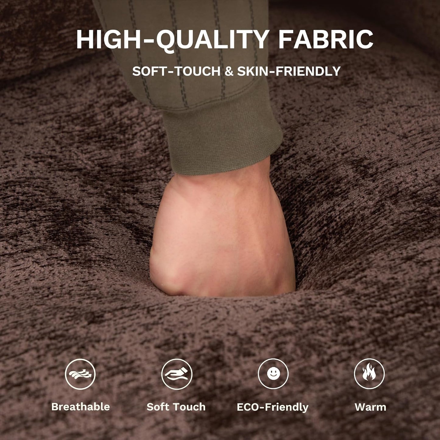 COLAMY 118" U-Shaped Sectional Couch, 4-Seat Modular Sofa with 2 Ottomans and Foldable Side Table, Brown for Living Room