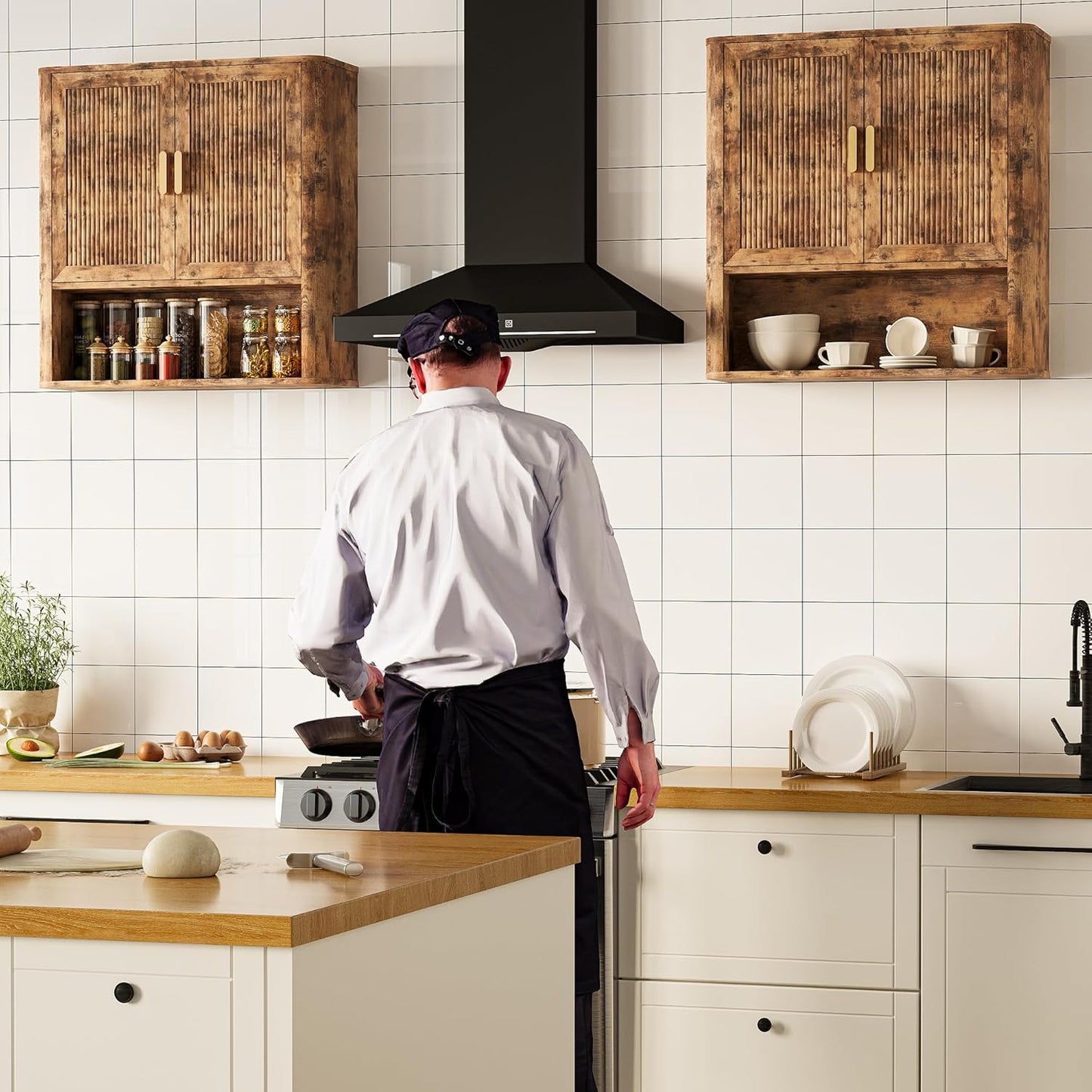 Bathroom Wall Cabinet, Wall-Mounted Medicine Cabinet with Adjustable Wood Shelf & Doors, Floating Bathroom Cabinet Over Toilet for Laundry Room & Kitchen & Living Room (Retro)