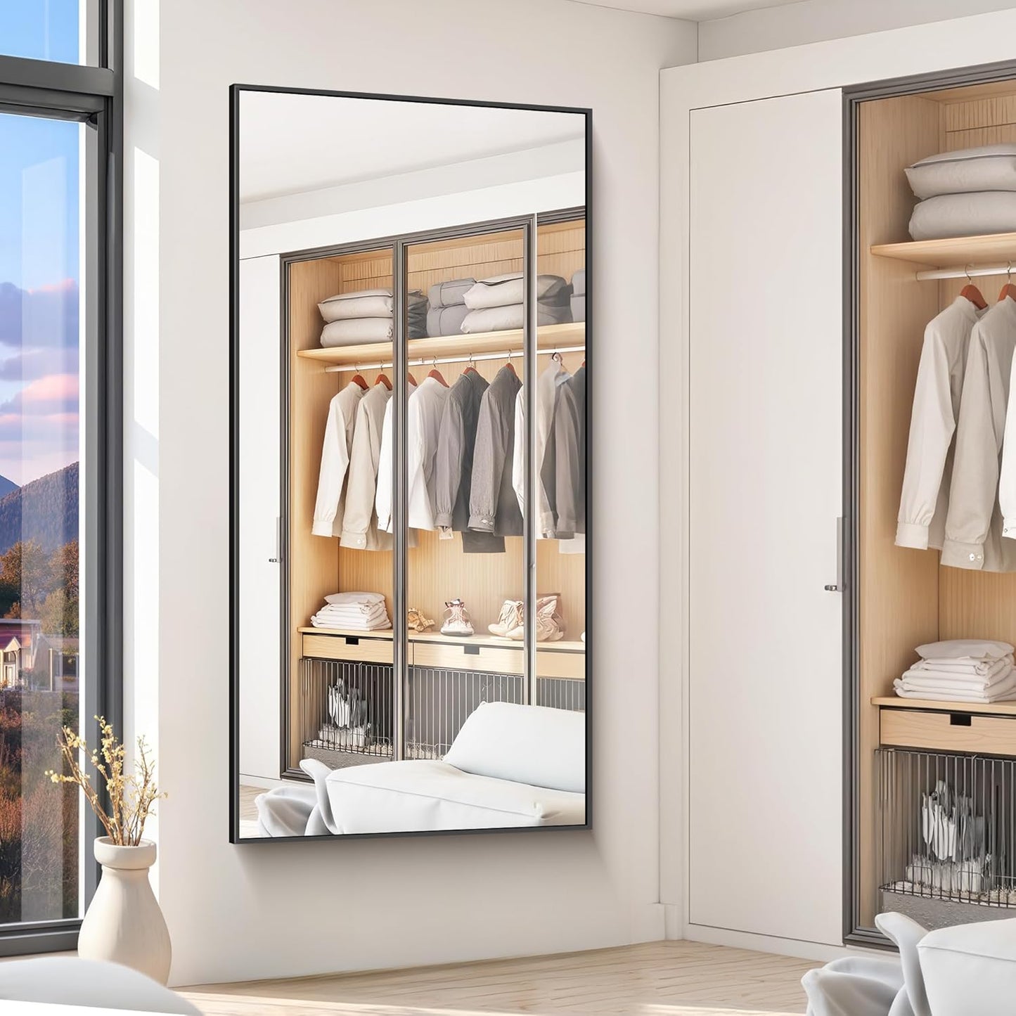 KOCUUY Black Bathroom Mirrors for Wall,72x36 Large Rectangle Mirrors for Bathroom Sink,Oversized Wall Mirror Black Metal Framed Decor for Living Room, Farmhouse, Entryway, Hang Horizontal/Vertical