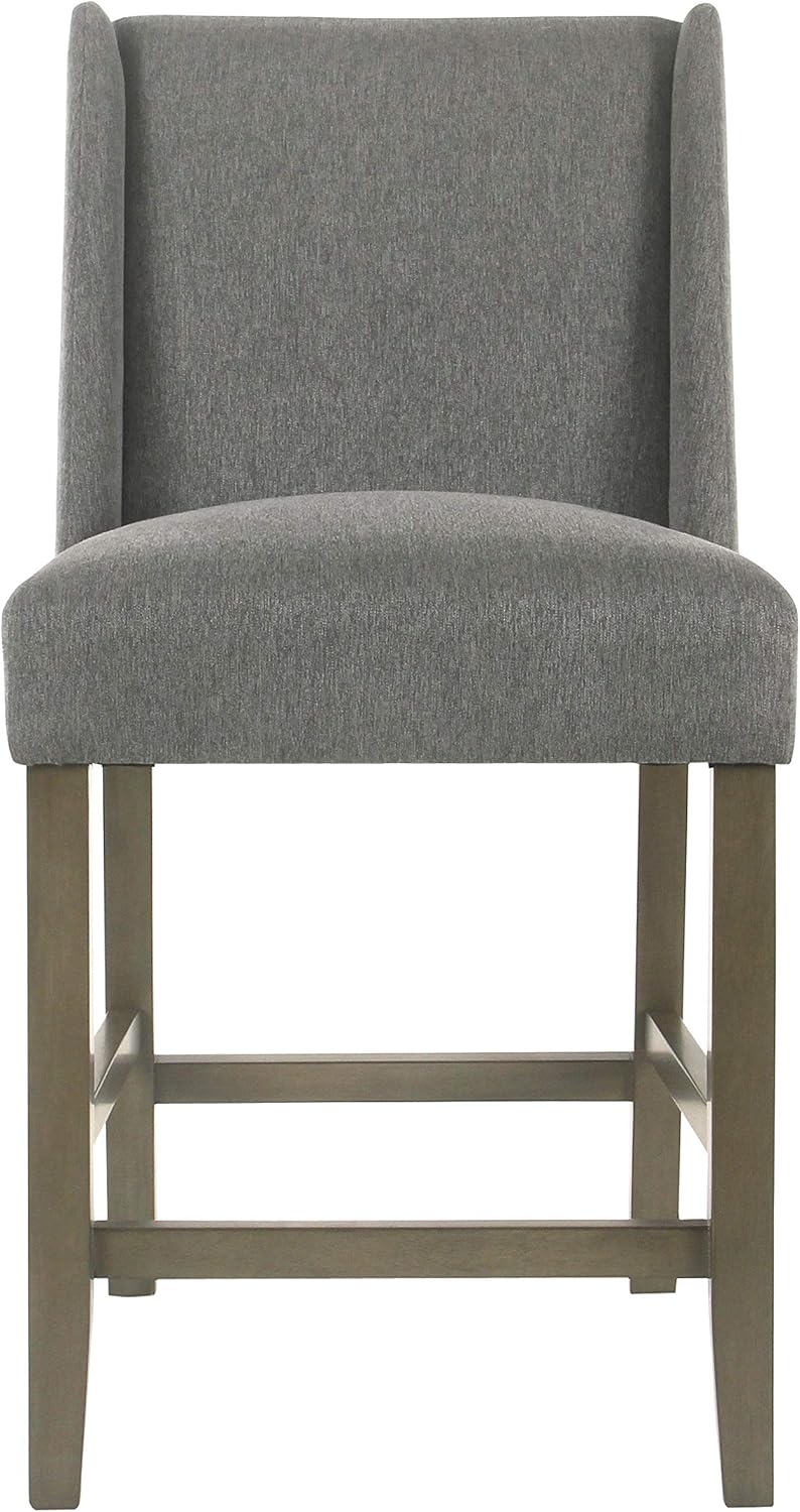 Homepop Home Decor | Modern Counter Stool | Counter Stools With Back | Decorative Home Furniture, Gray 24 inch, Pewter Woven