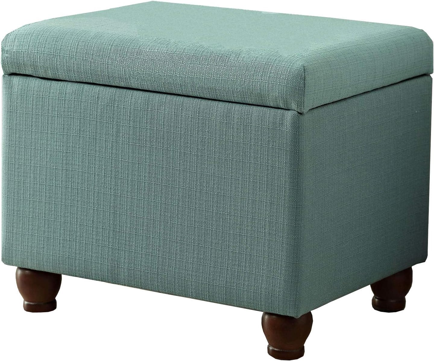 Home Decor | Upholstered MediumRectangular Storage Ottoman | Hinged Lid Ottoman with Storage for Living Room & Bedroom, Aqua Linen