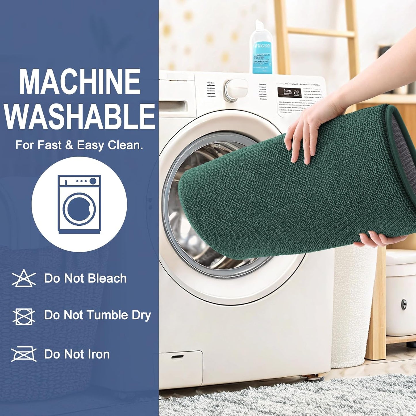 OLANLY Thick Memory Foam Bath Mat Rug 36x24, Extra Soft Absorbent Bathroom Rug, Quick Dry Bath Mats, Non-Slip, Washable Carpet for Bathroom, Tub and Shower, Home Decor Accessories, Blackish Green