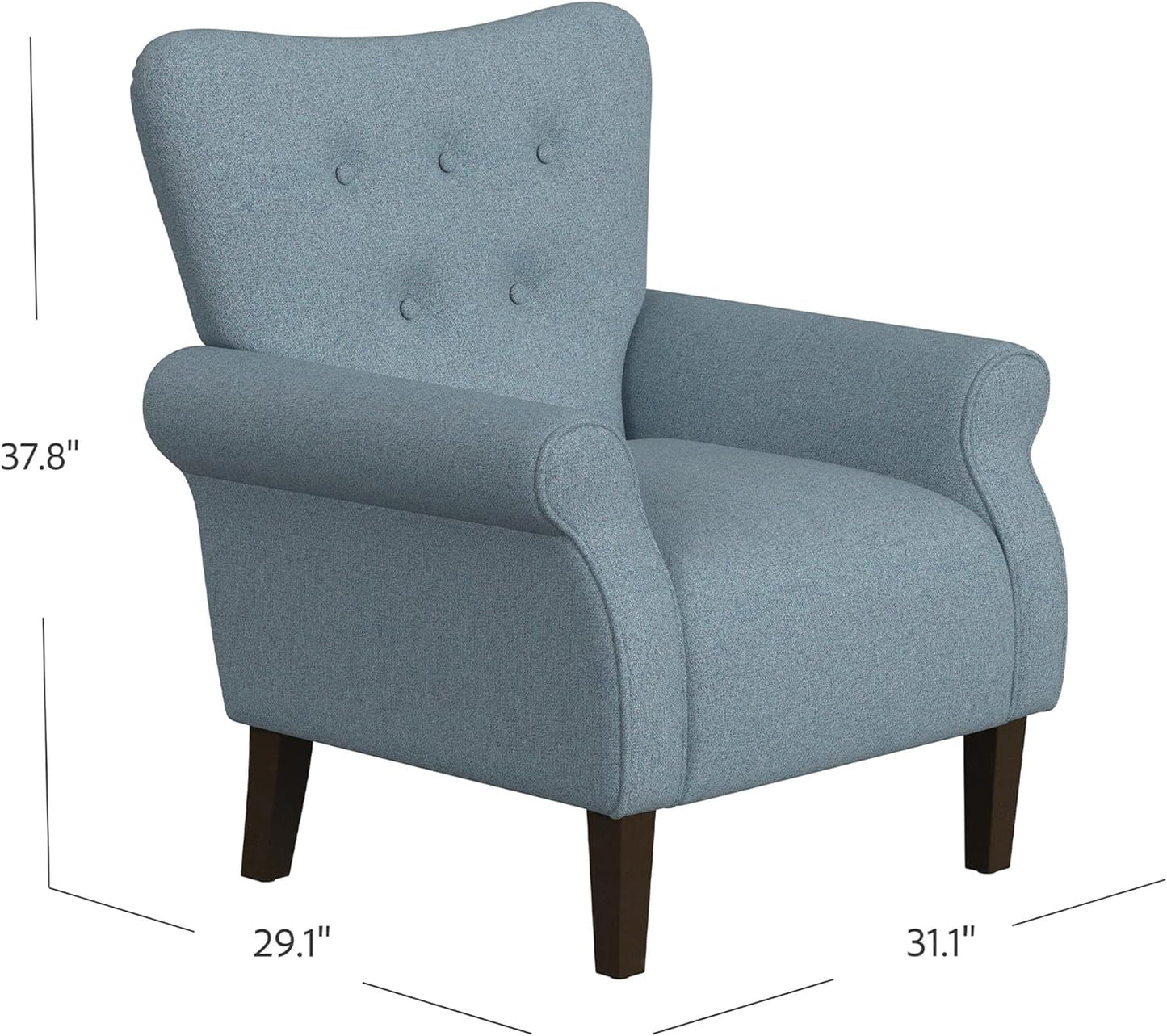 Home Decor | Upholstered Rolled Arm Wingback Accent Chair | Accent Chairs for Living Room & Bedroom | Decorative Home Furniture - Blue Textured Woven