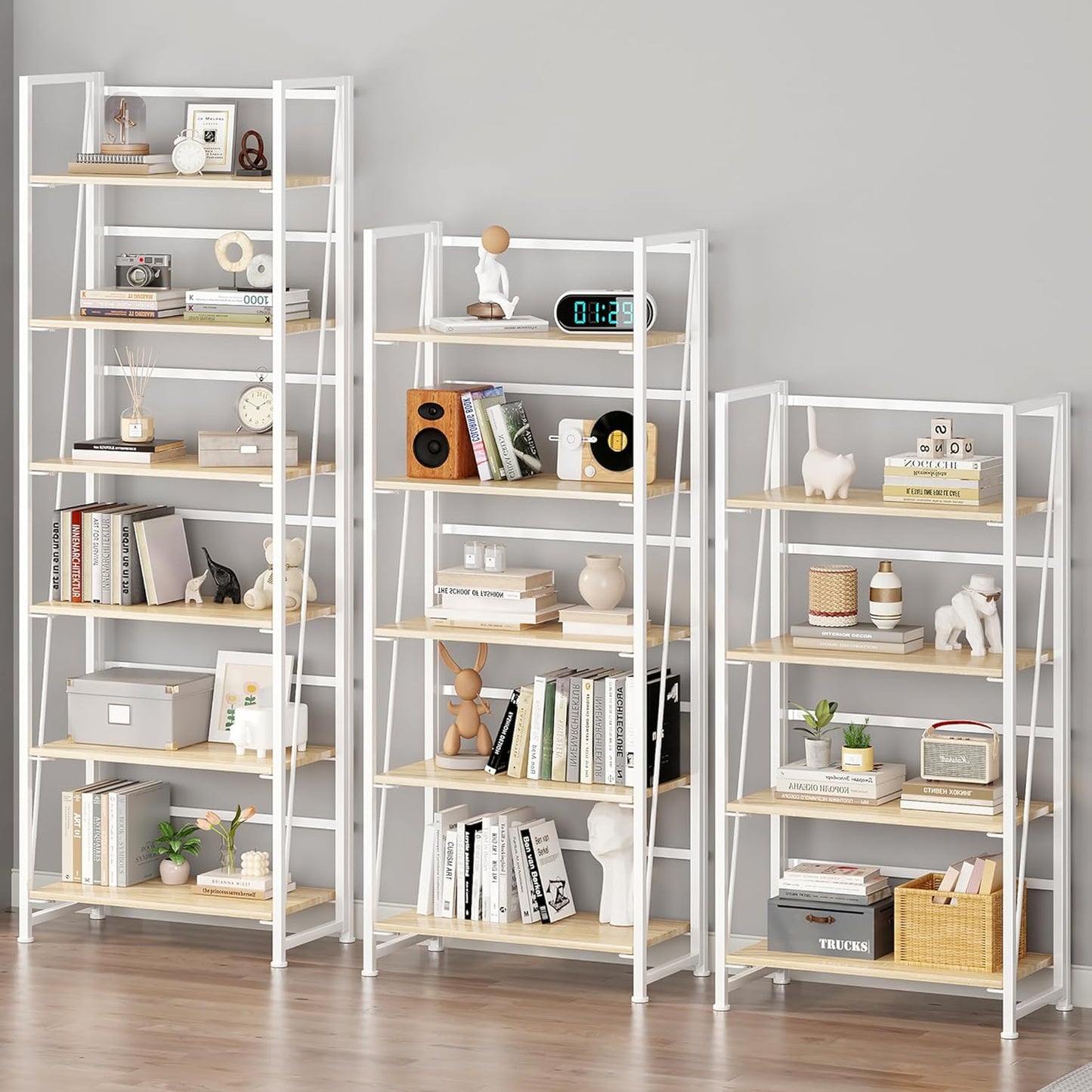 BHG Vintage Multifunctional Folding Bookshelf, No-Assembly Plant Stand Storage Rack Shelves for Home Office