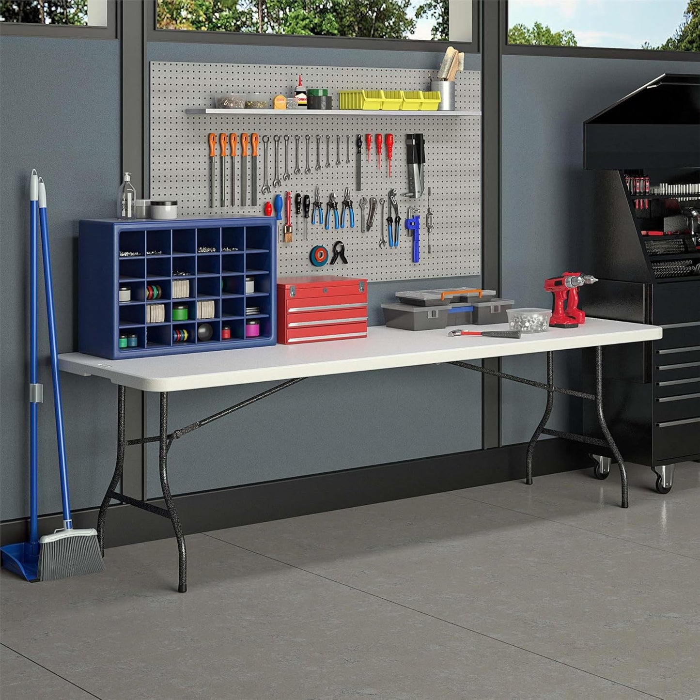 COSCO 8' (96") Resin Straight Table, White