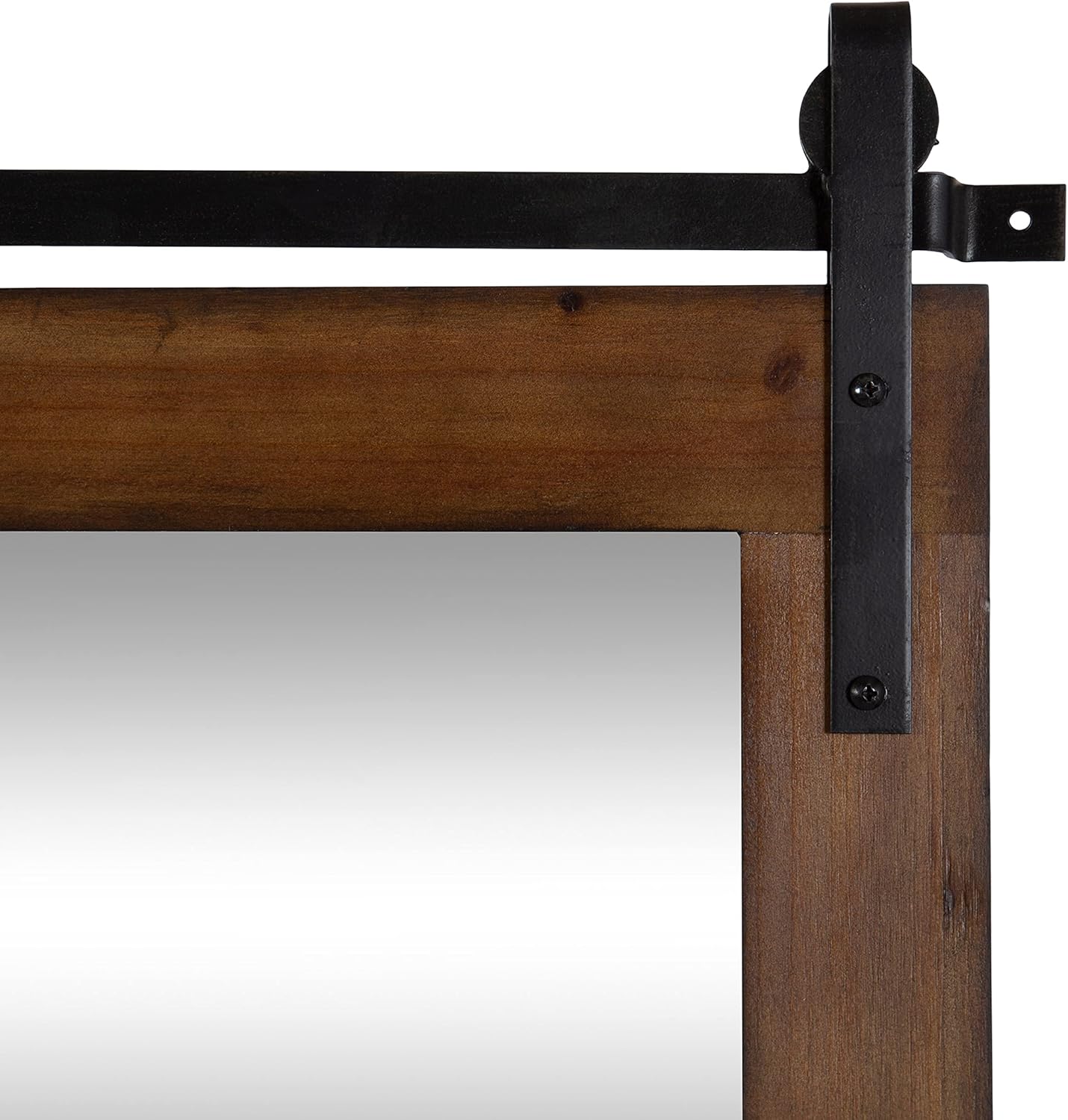 Kate and Laurel Cates Farmhouse Horizontal Wood Framed Wall Mirror; 38 x 27; Walnut Brown; Barn Door-Inspired Decorative Hanging Mirror for Wall Decor