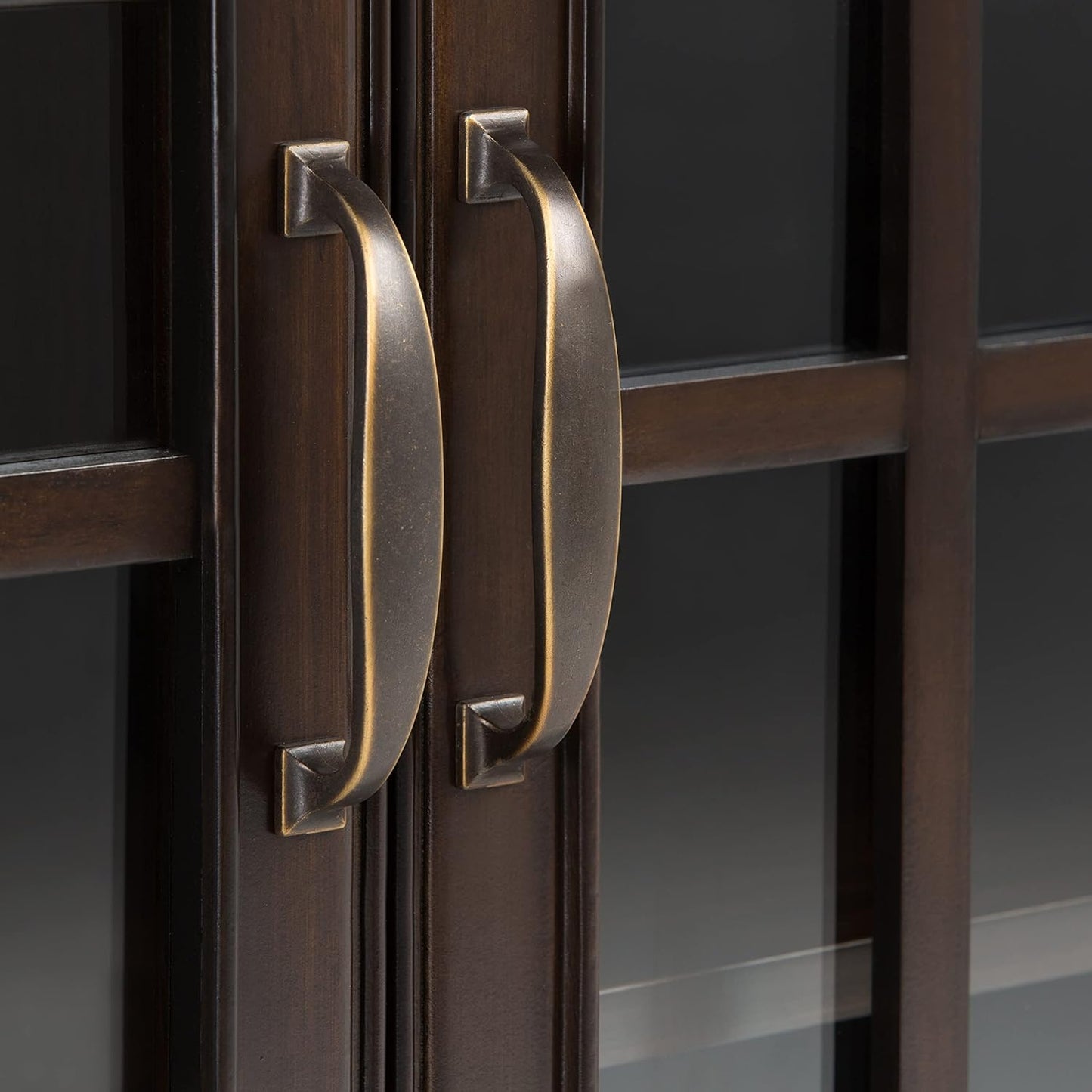 SIMPLIHOME Connaught SOLID WOOD 46 inch Wide Traditional Low Storage Cabinet in Dark Chestnut Brown for the Living Room, Entryway and Family Room