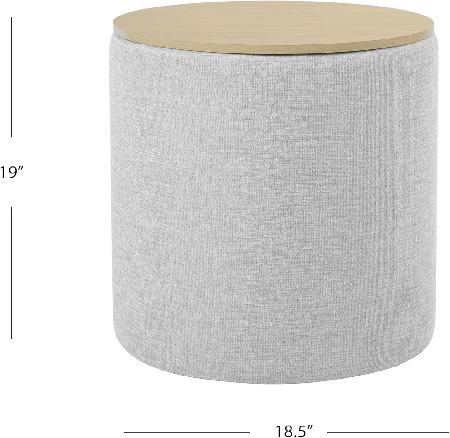HomePop Storage Ottoman with Wood Top - Light Gray Textured Woven