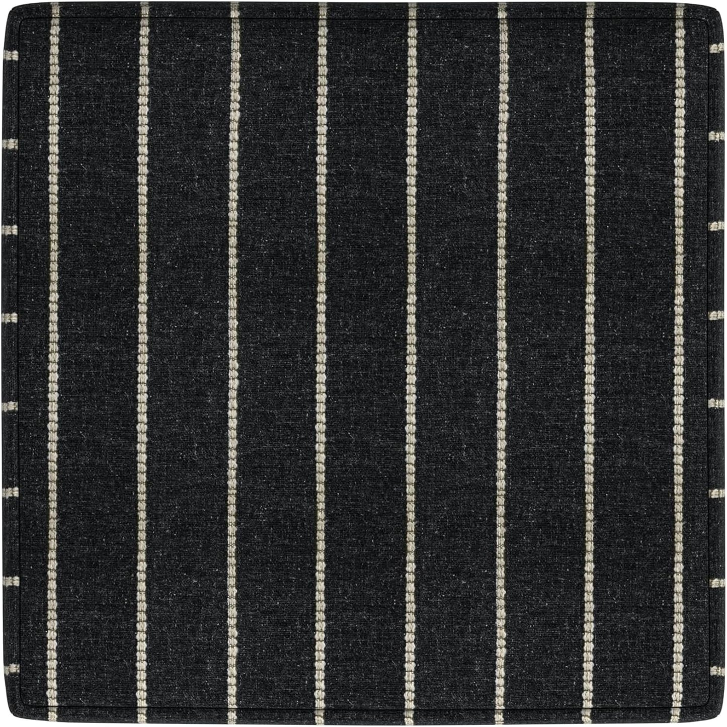 HomePop Home Decor |K7342-F2372 | Classic Square Storage Ottoman with Lift Off Lid- Black with Boucle Stripe