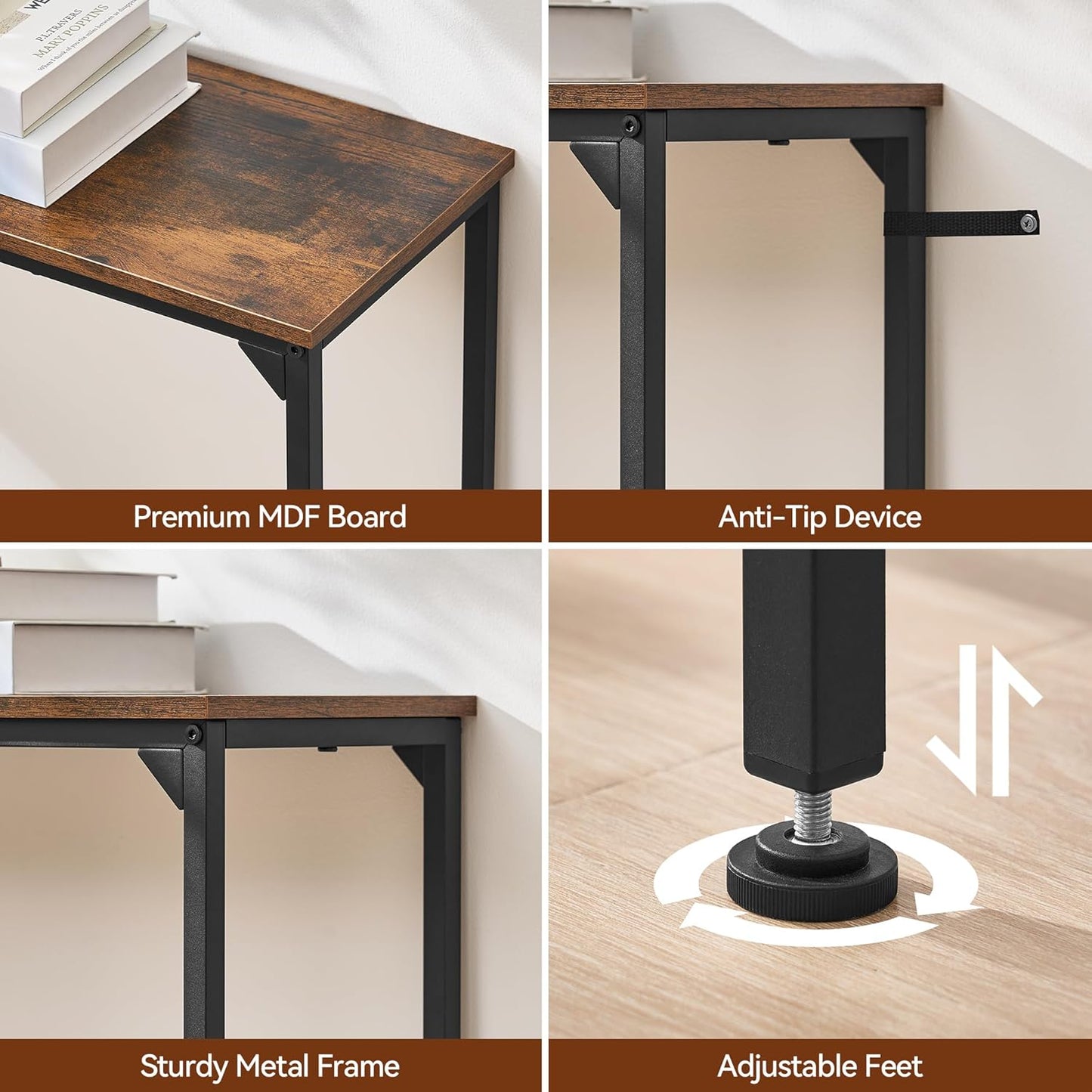 Console Table, Narrow Entryway Table, Thin Sofa Table, Behind Couch Table,for Hallway, Bedroom, Living Room, Foyer, 9.4 x 15.7 x 31.5 Inches, Rustic Brown