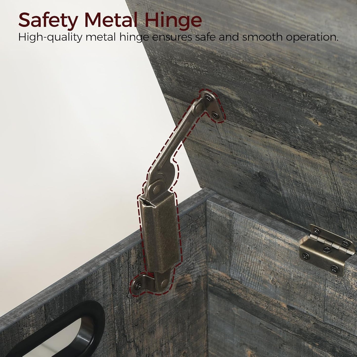 Storage Chest, 39.4” Large Toy Chest, Entryway Storage Trunk, Storage Bench with Safety Hinge, Entrance Bench for Living Room, Entrance, Bedroom, Vintage Gray SCRP48301