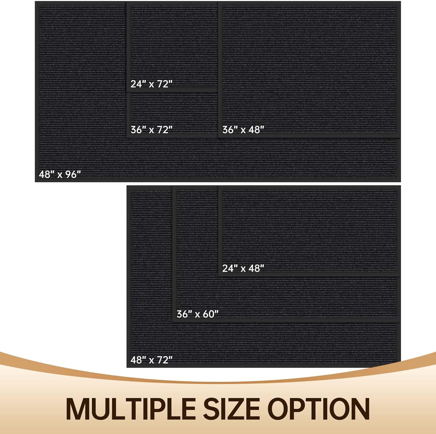 Amyracel Front Door Mat Indoor Outdoor Entrance, 36" x 60" All-Season Waterproof Heavy Duty Doormat for Outside Entry, Stain and Fade Resistant, Low Profile, Easy Clean Patio Entryway Mat