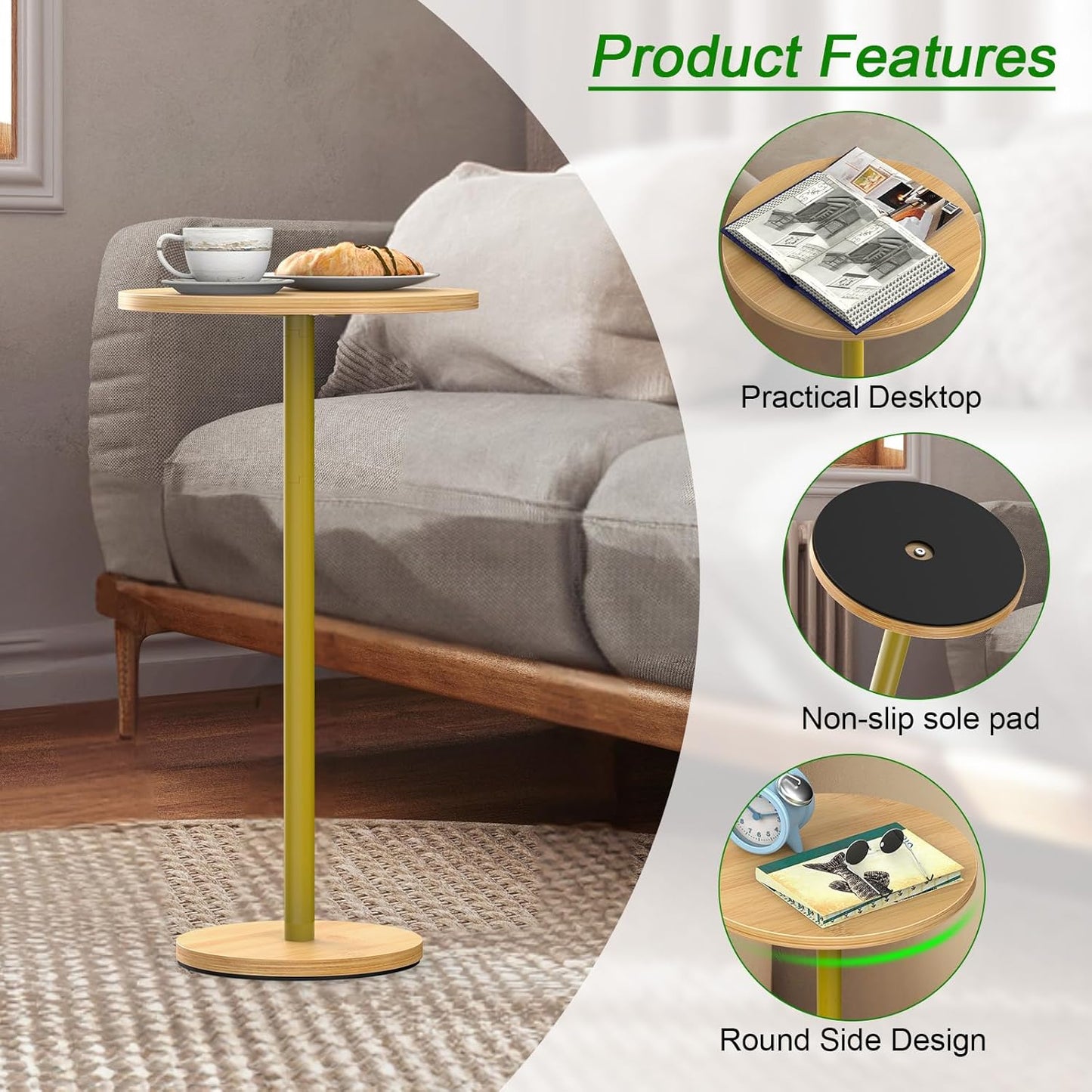 Drink Table Pedestal Side Table for Small Spaces Round Side Table for Living Room Small Round Coffee Table Drink Holder Table for Waiting Room, Sofa