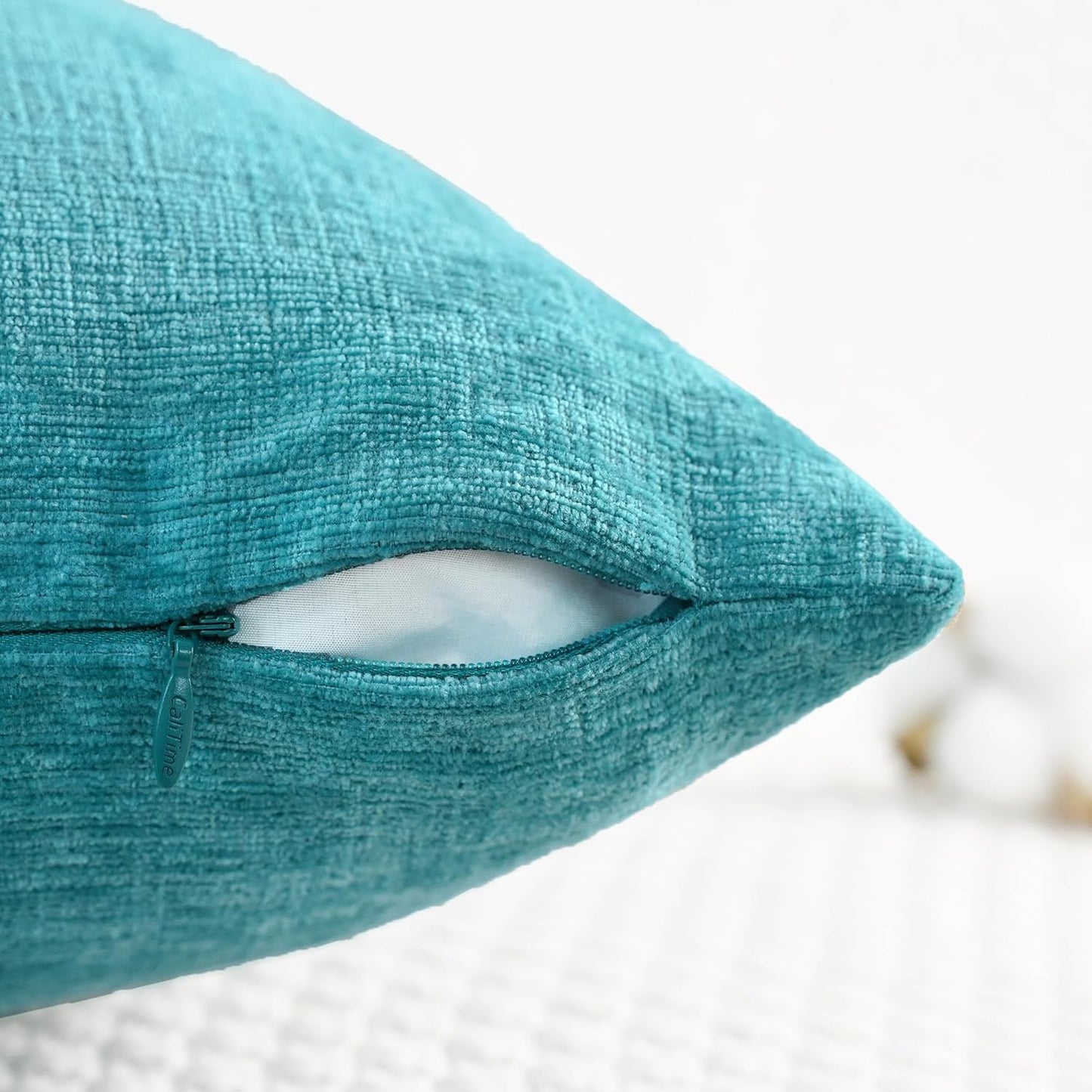 CaliTime Throw Pillow Covers Decorative 12 X 20 Inches Pack of 2 Cozy Chenille Cushion Cases for Couch Sofa Bed Living Room Home Lake Blue