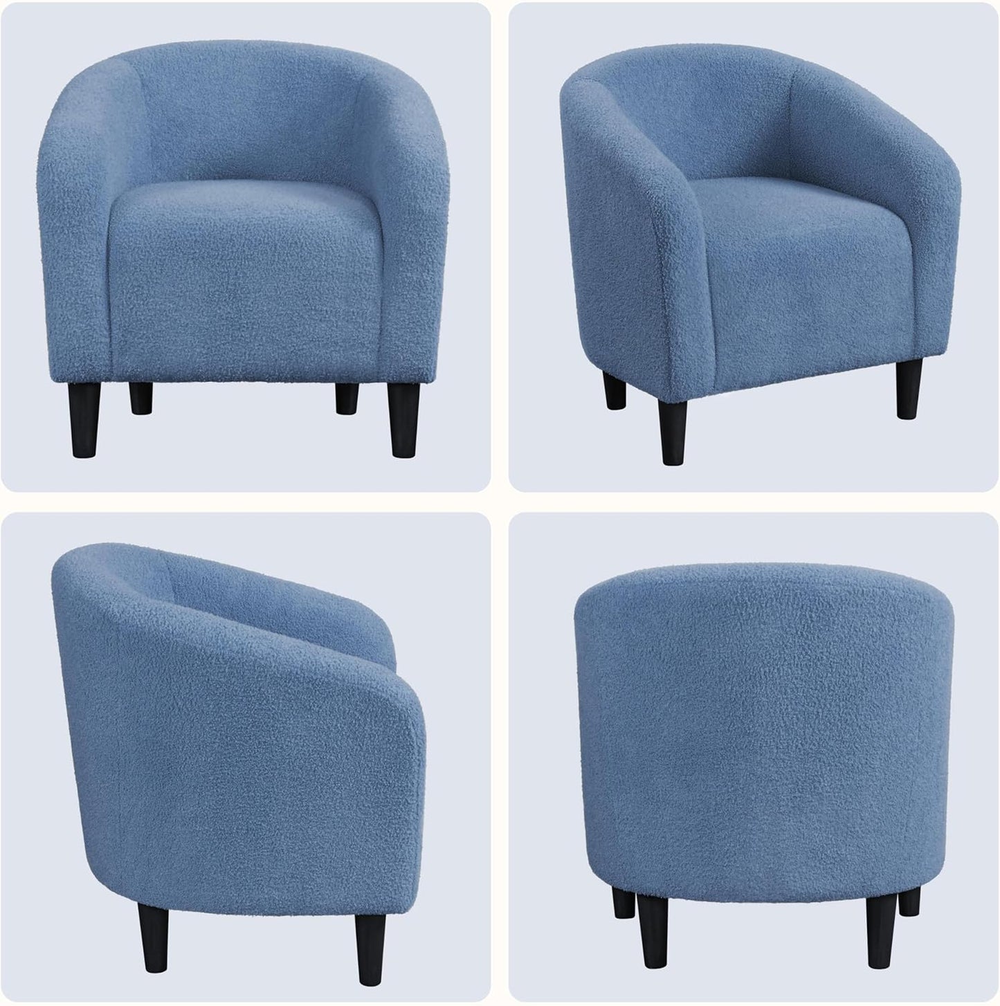 Yaheetech Accent Barrel Chair, Boucle Fabric Club Chair, Furry Sherpa Elegant Armchair with Cozy Soft Padded, Suitable for Living Room Bedroom Reception Room Office, Blue