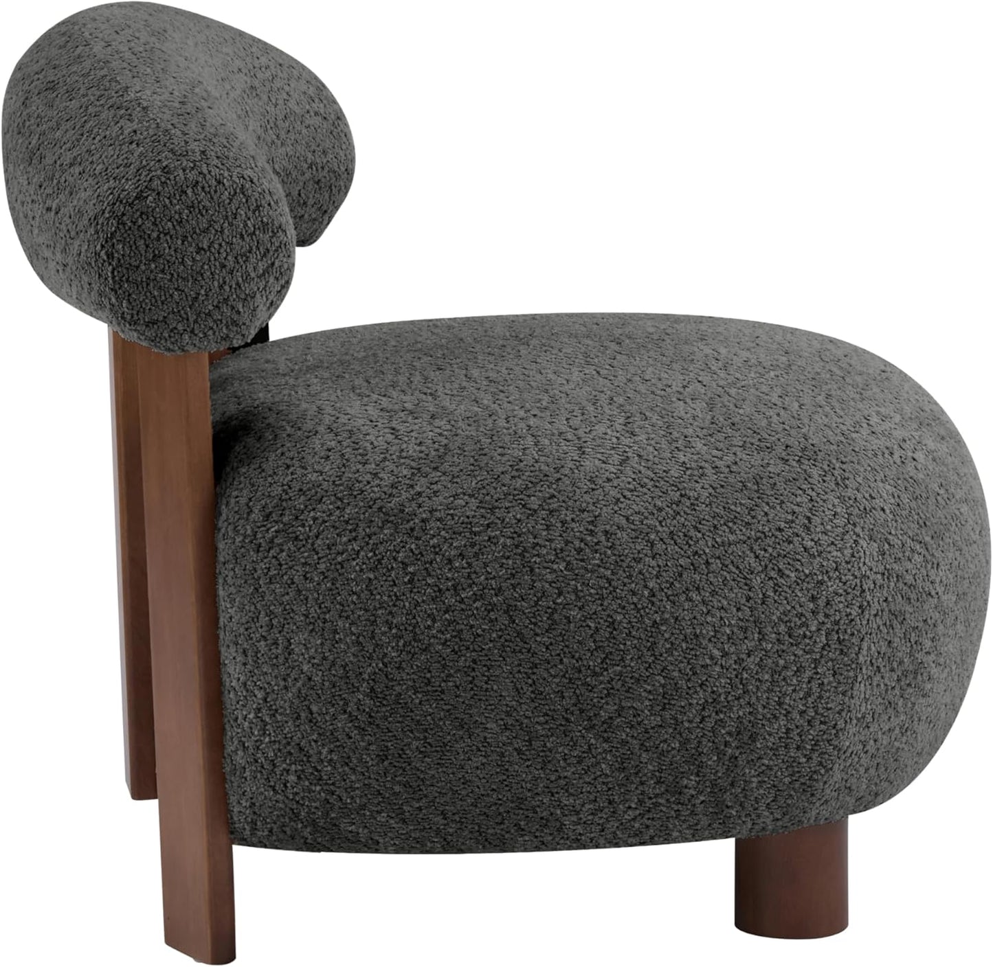 Christopher Knight Home Elvina Boucle Fabric Accent Chair, Solid Wood Single Lounge Sofa, Bedroom Comfy Reading Chair, for Modern Minimalist Style Living Room/Home Office, Dark Gray