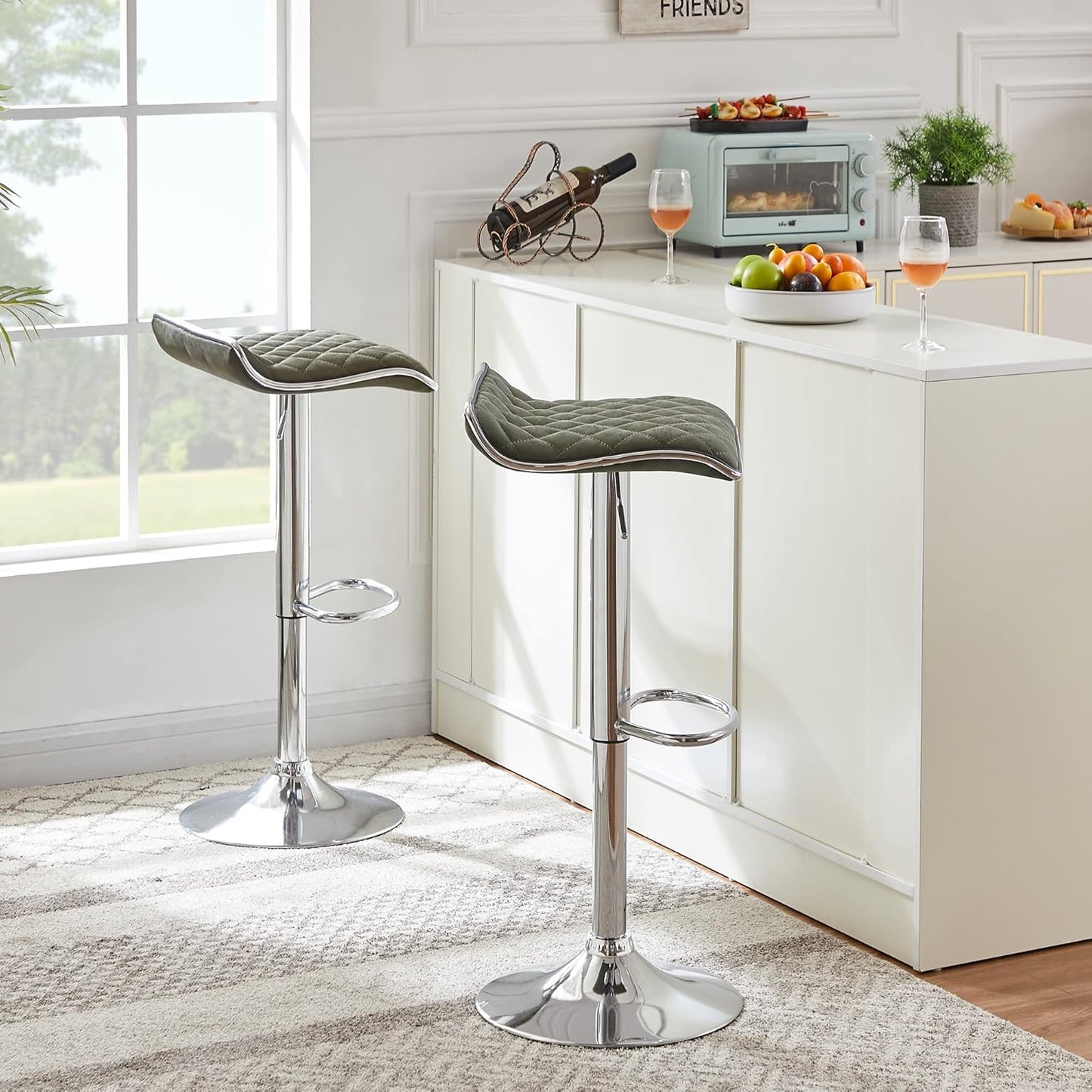 VECELO Bar Stools Set of 4, Adjustable Bar Stools, Bar Height Stools for Kitchen Counter