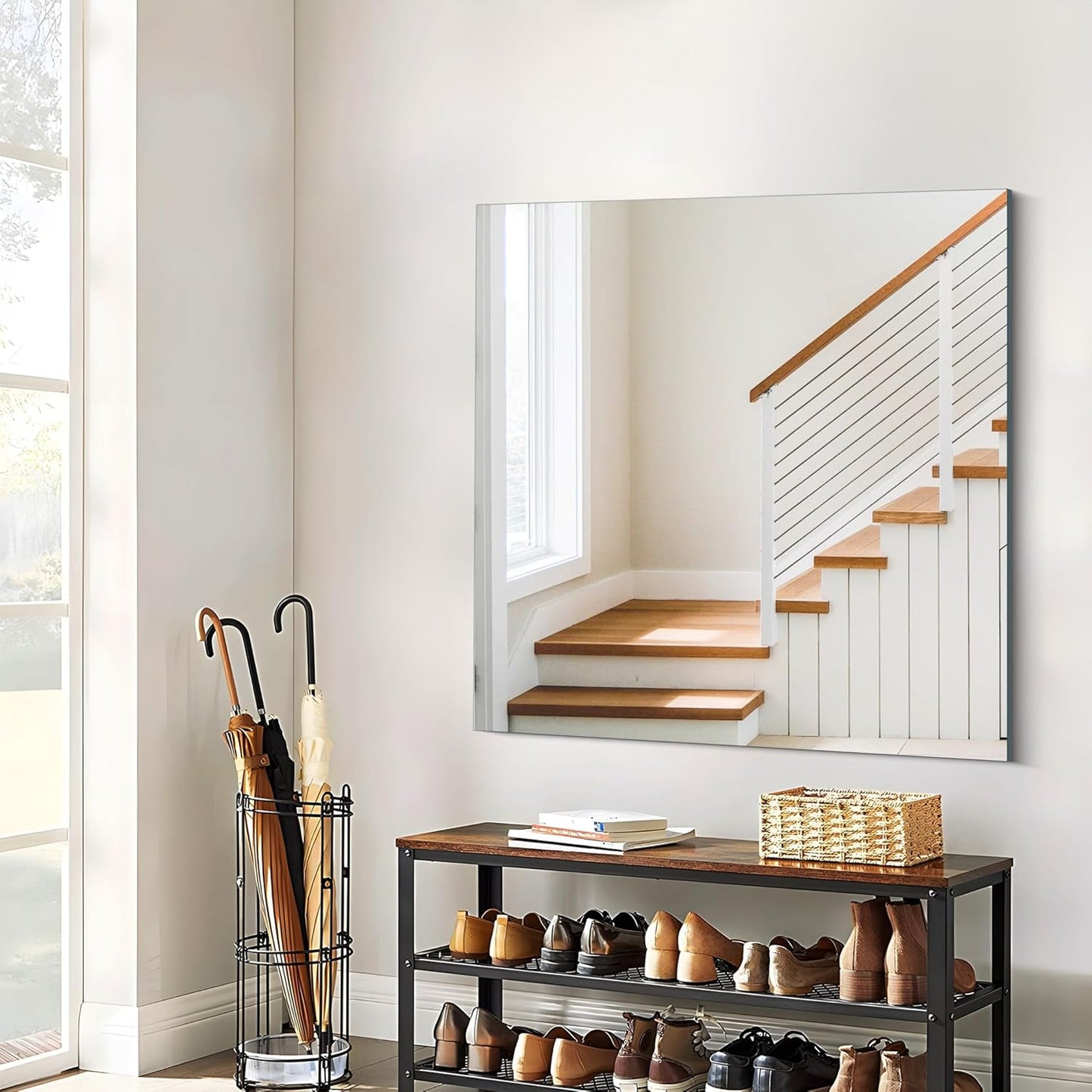 Frameless Mirror, 36x36 inch Square Bathroom Mirrors for Wall, Upgraded Shatterproof Vanity Mirror Over Sink with Polished Edge for Bathroom,Bedroom,Living Room and Entryway