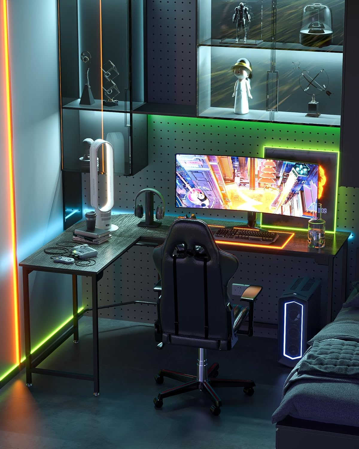 Teraves Modern L Shaped Gaming Desk 66'' Corner Computer Desk for Home Office Gaming Table Study Writing Workstation for Small Space, Easy to Assemble