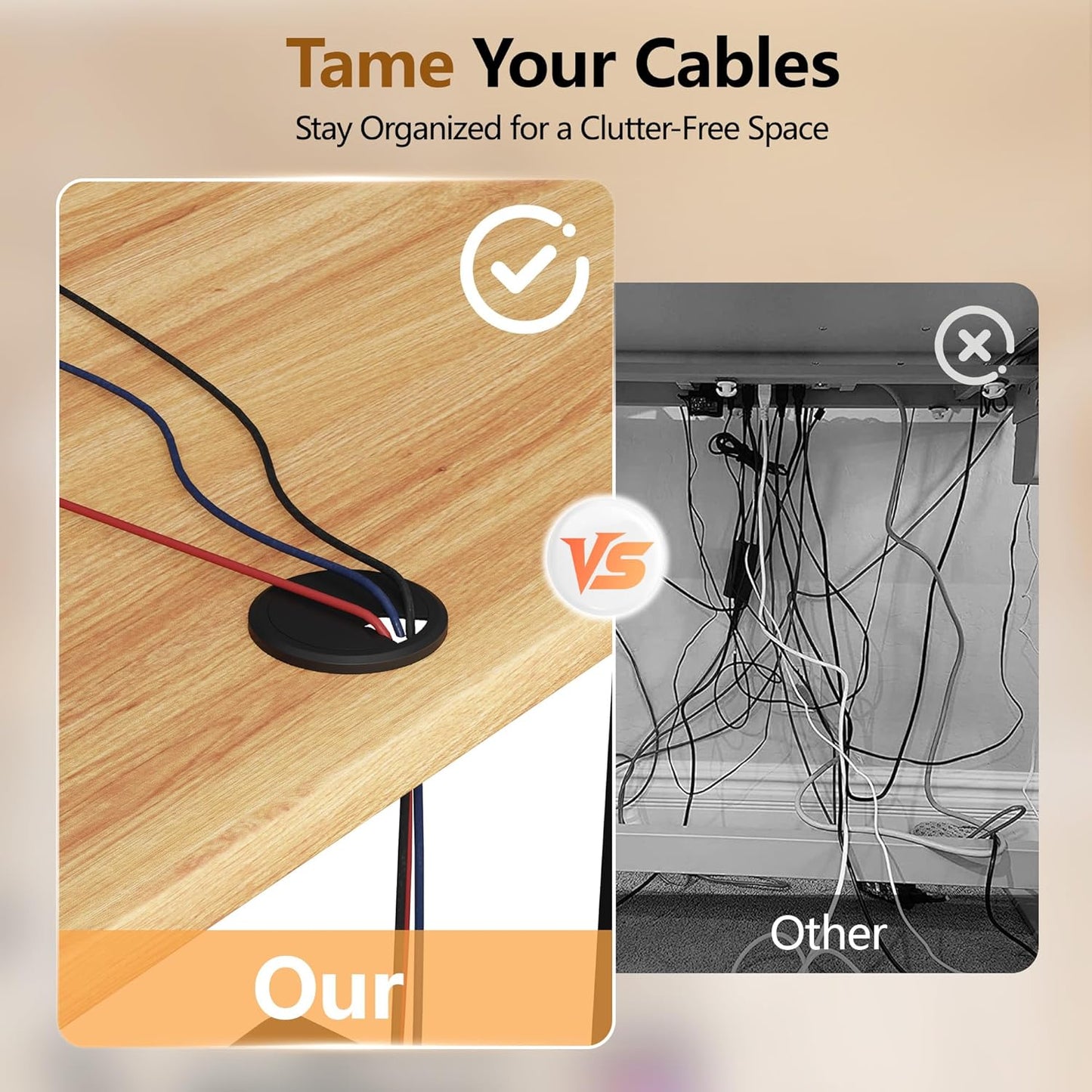 Monomi Electric Standing Desk, 47.2 inches Height Adjustable Desk, Ergonomic Computer Home Office Sit Stand Up Desk with Memory Preset Controller (Light Vintage Brown)