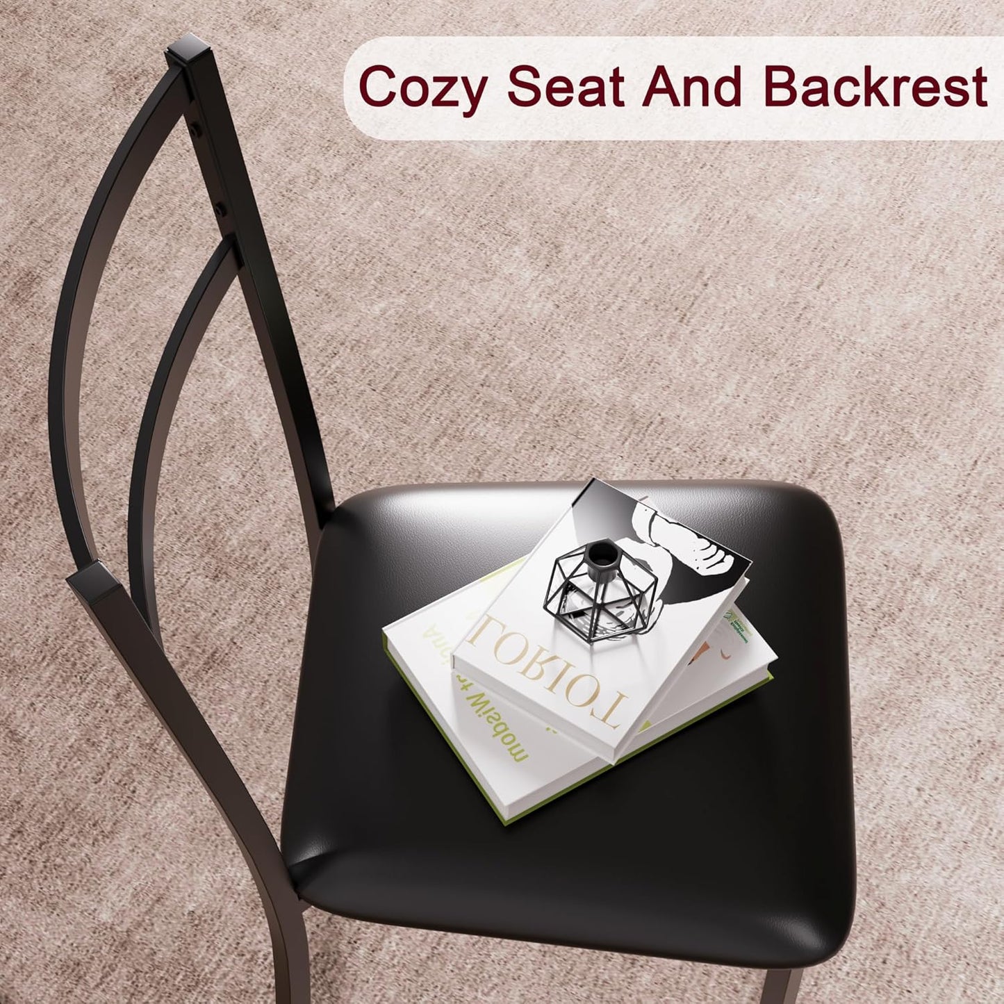 CABIHOME Dining Table Set for 2, Round Kitchen Table Set, Dining Table Set with 2 Upholstered Chairs, 3 Piece Kitchen Table Set for Small Space, Apartment, Retro Gray