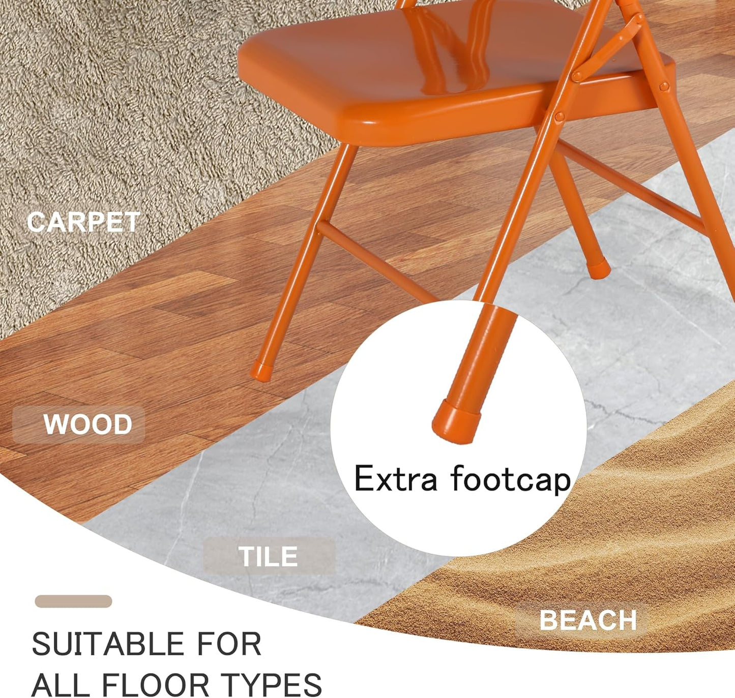 VECELO Metal Folding Chairs 4 Pack, Double Hinged Steel Frame Easy Foldable&Stackable for Office Kitchen Dinning Wedding Patio and Garden