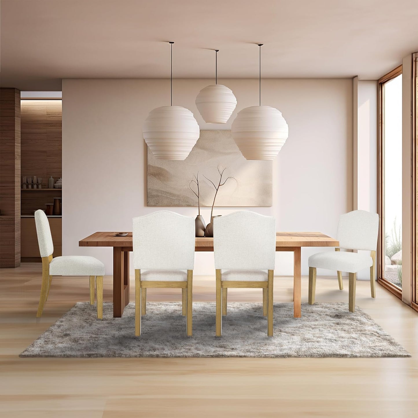 HomePop Open Back Upholstered Dining Chair - Cream Textured Woven (Single Pack)