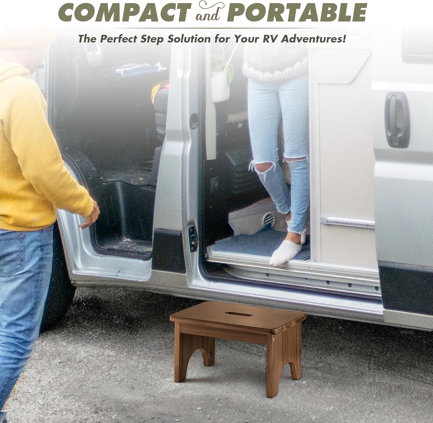 Wooden Step Stool, 9in One Step Stool for Adults, Wooden Beside Step Platform with 550 Load Capacity, Heavy Duty/Portable/Nonslip/Durable Construction Safe Step Support for Bedroom/Home Kitchen